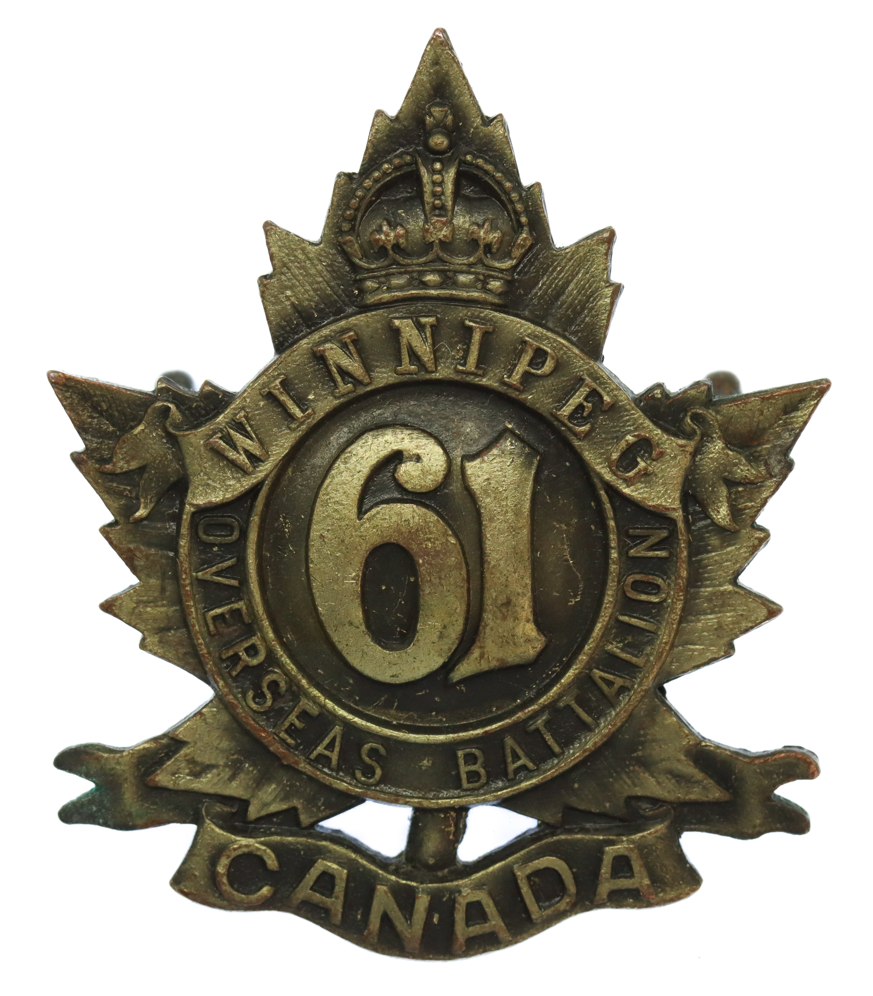 Canadian 61st Infantry Battalion (Winnipeg Bn.) WW1 C.E.F. Cap Badge