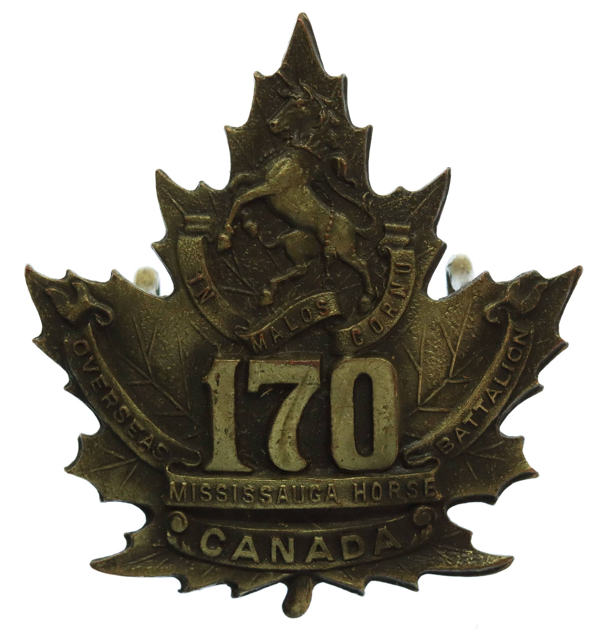 Canadian 170th Infantry Battalion (Mississauga Horse) WW1 C.E.F. Cap Badge