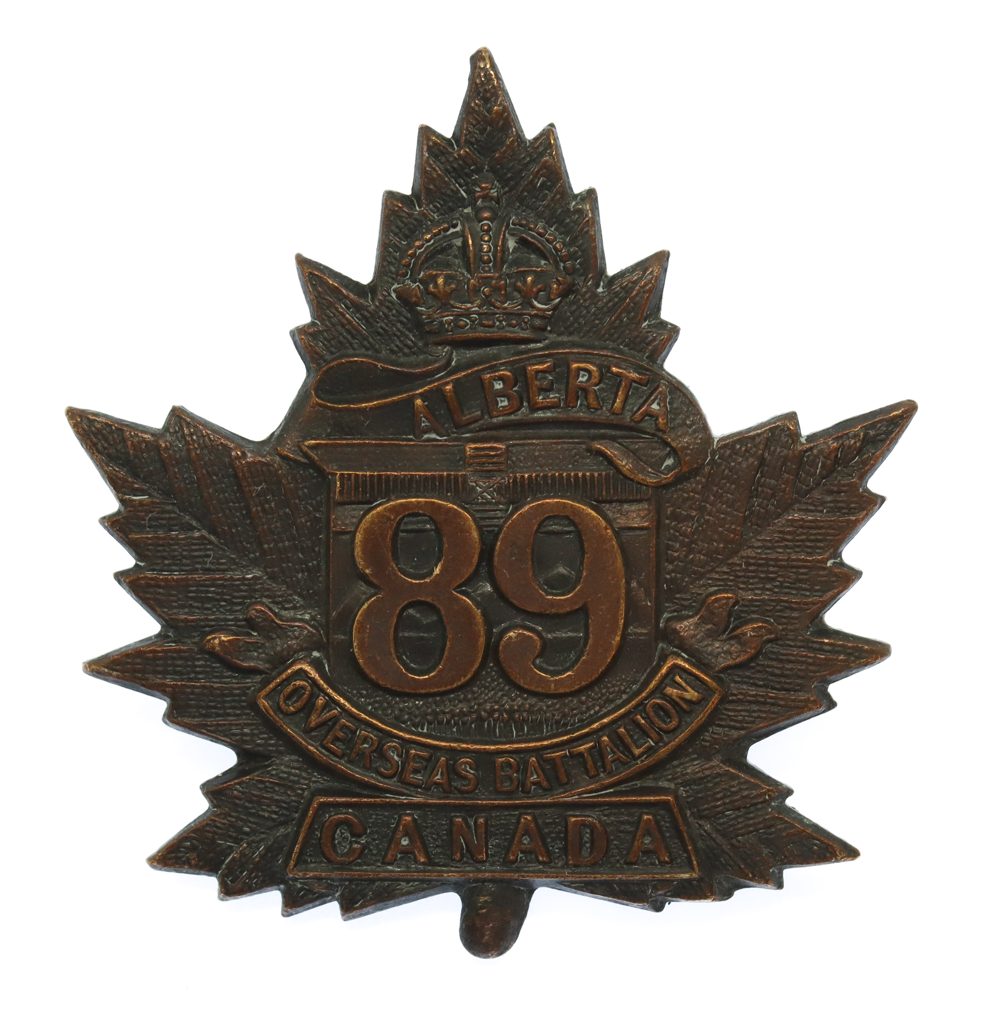 Canadian 89th (Alberta) Infantry Battalion  WW1 C.E.F. Cap Badge