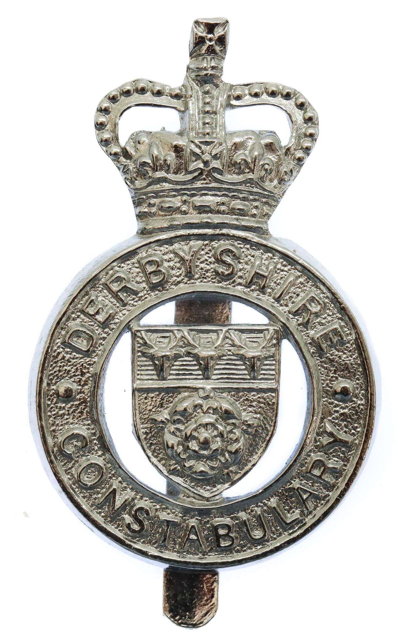 Derbyshire Constabulary Cap Badge - Queen's Crown