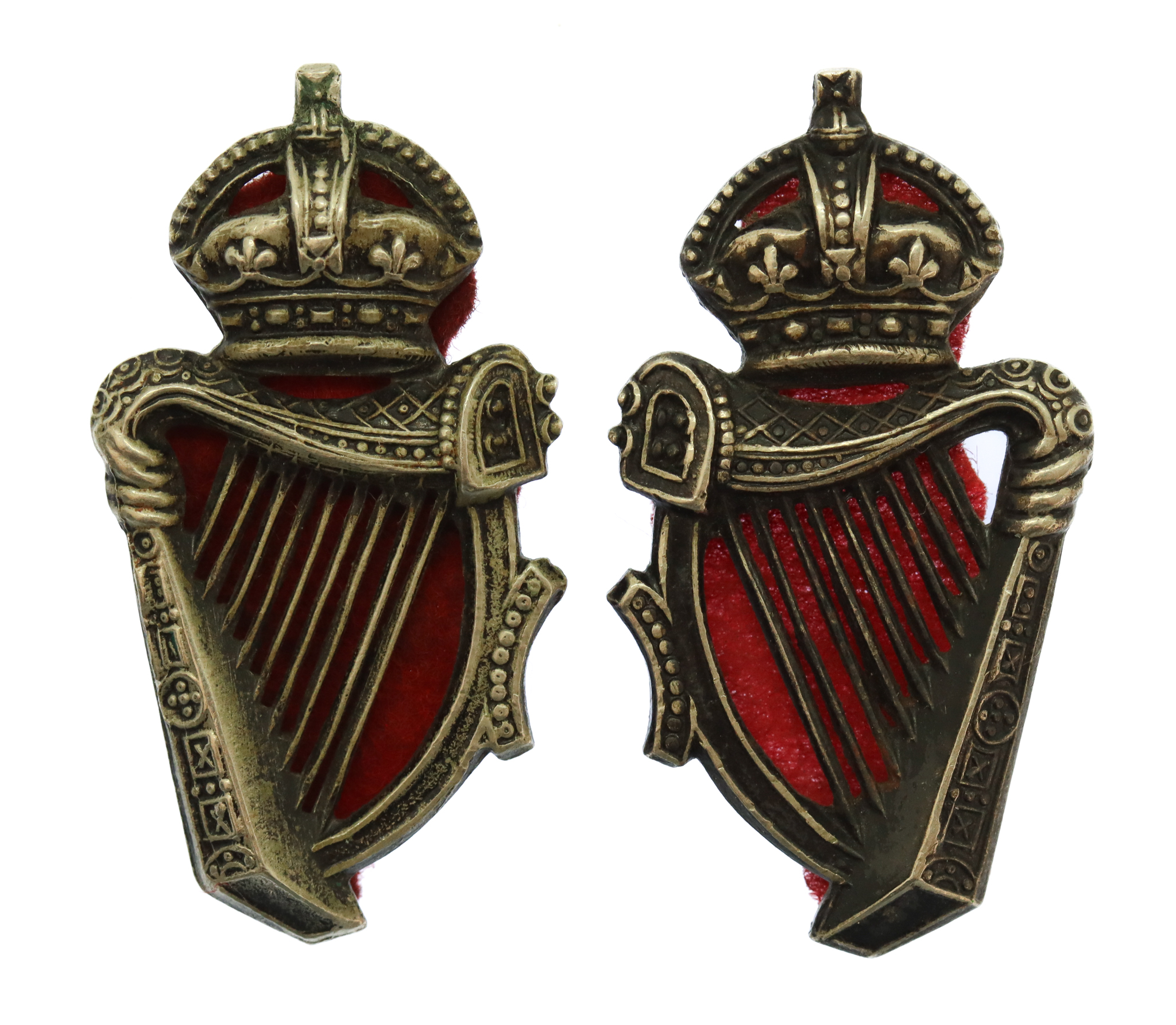 Pair of Royal Ulster Constabulary (R.U.C.) Collar Badges - King's Crown (9 Strings)