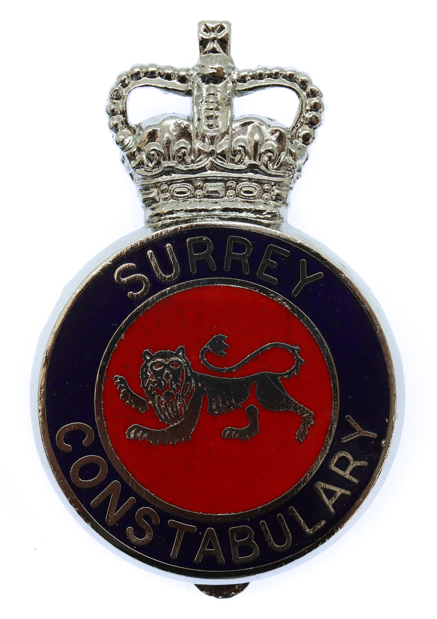 Surrey Constabulary Enamelled Cap Badge - Queen's Crown