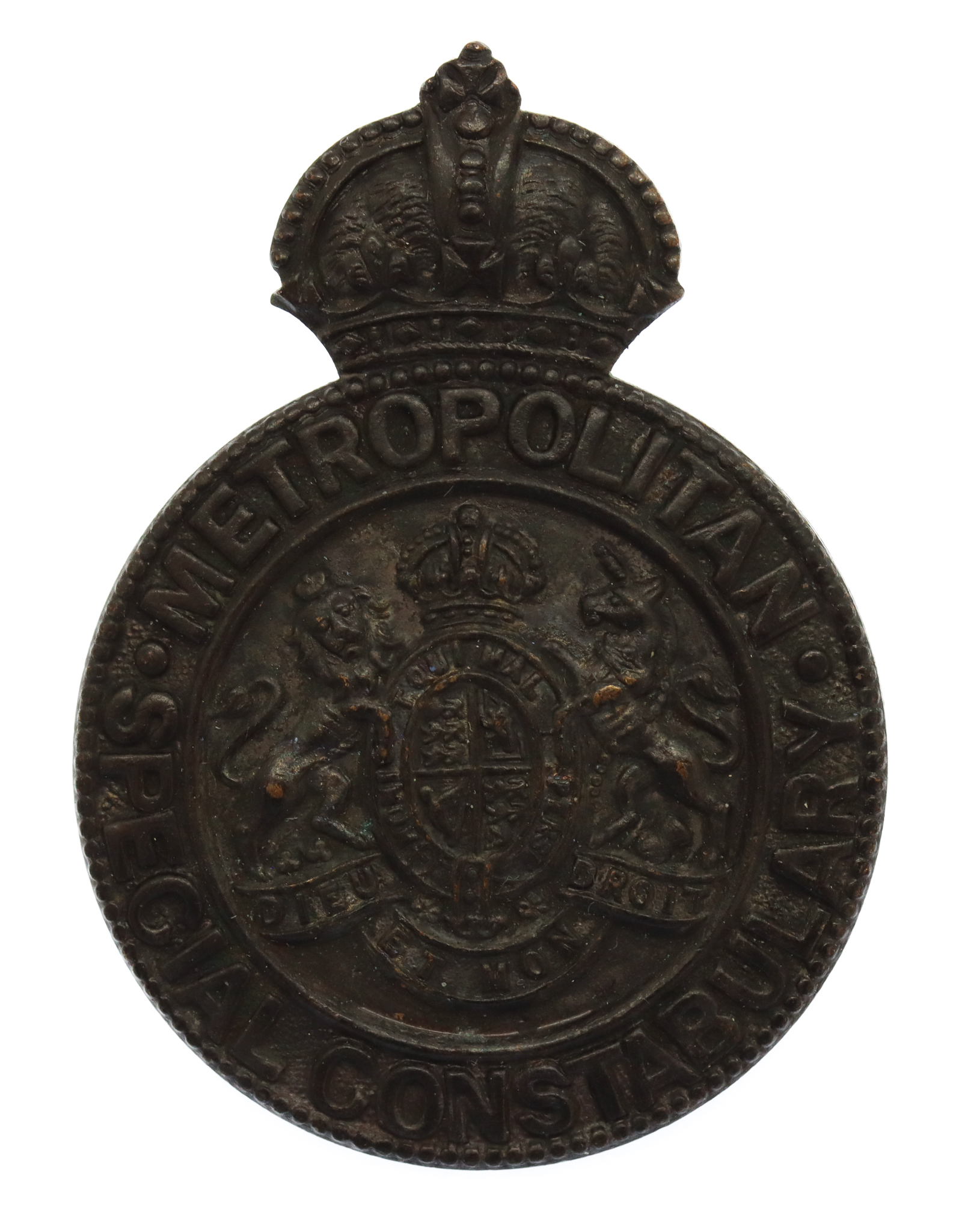 Metropolitan Special Constabulary Bronze Cap/Lapel Badge - King's Crown