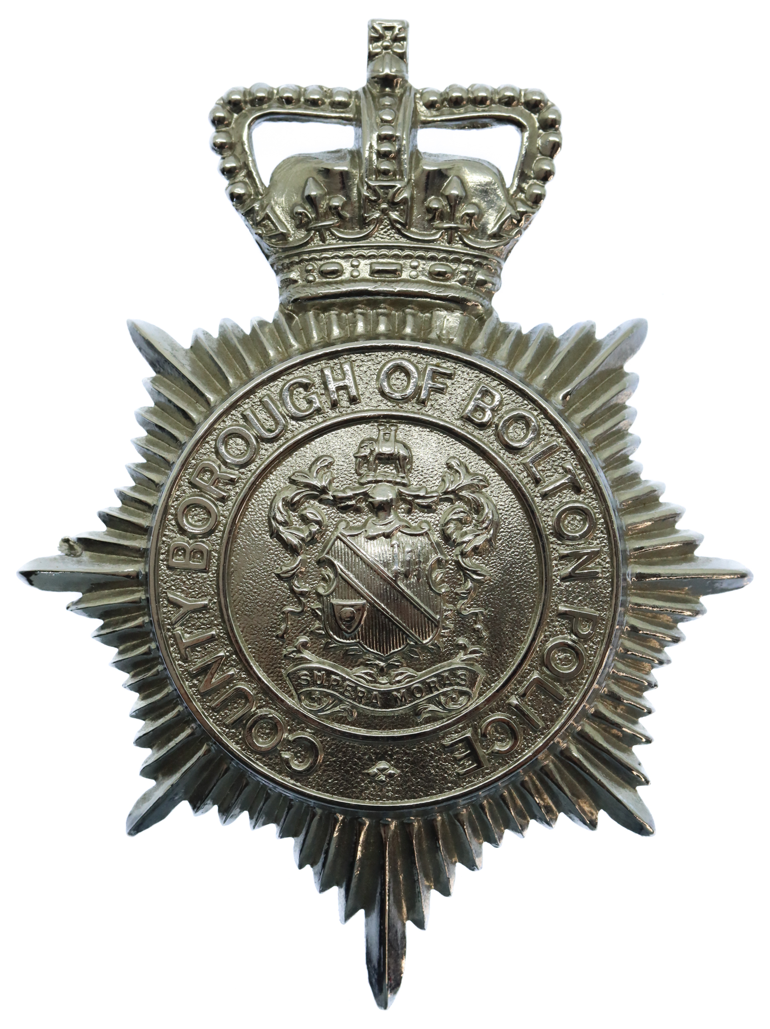 County Borough of Bolton Police Helmet Plate - Queen's Crown