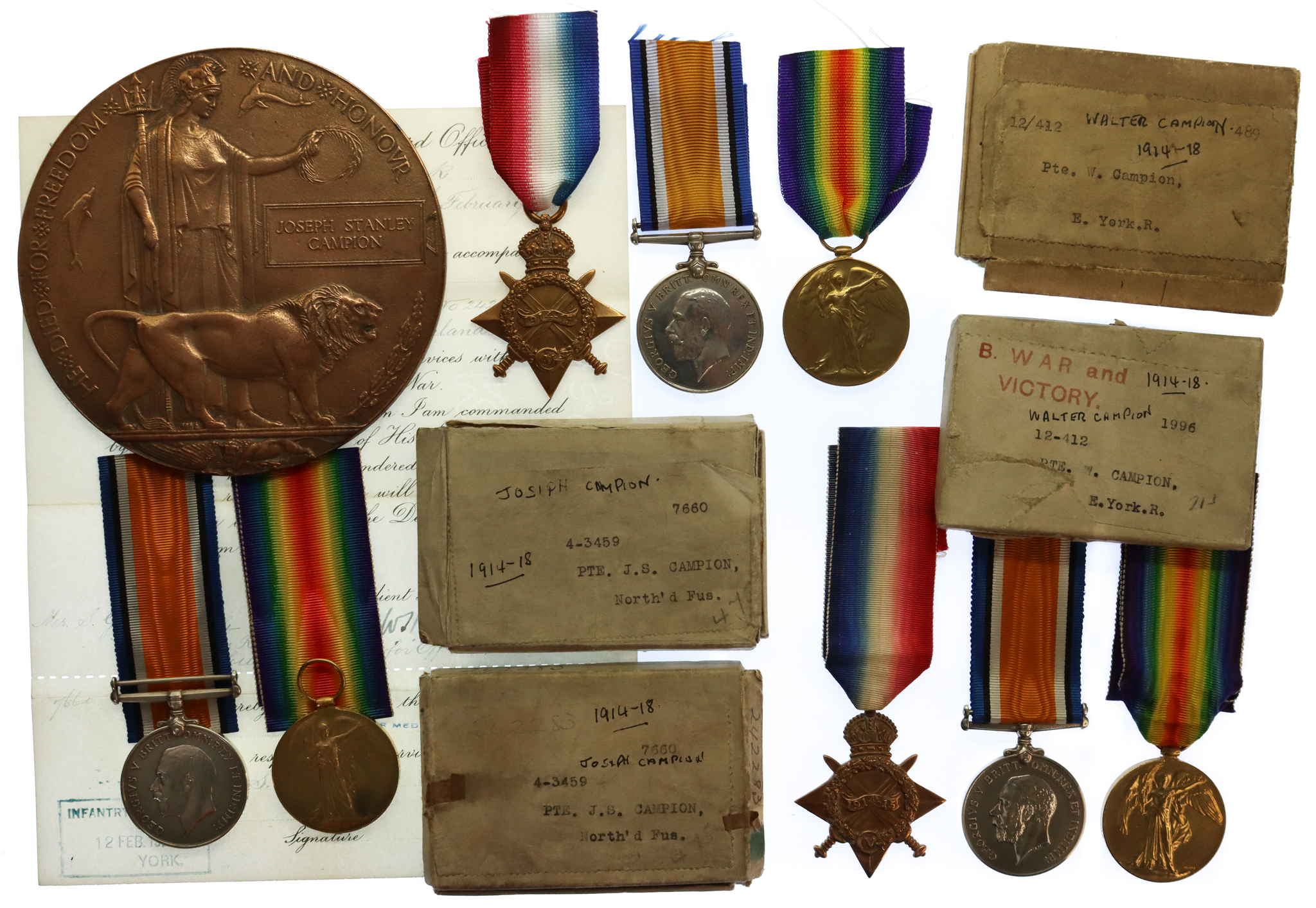 WW1 Campion Brothers Casualty Medal Group