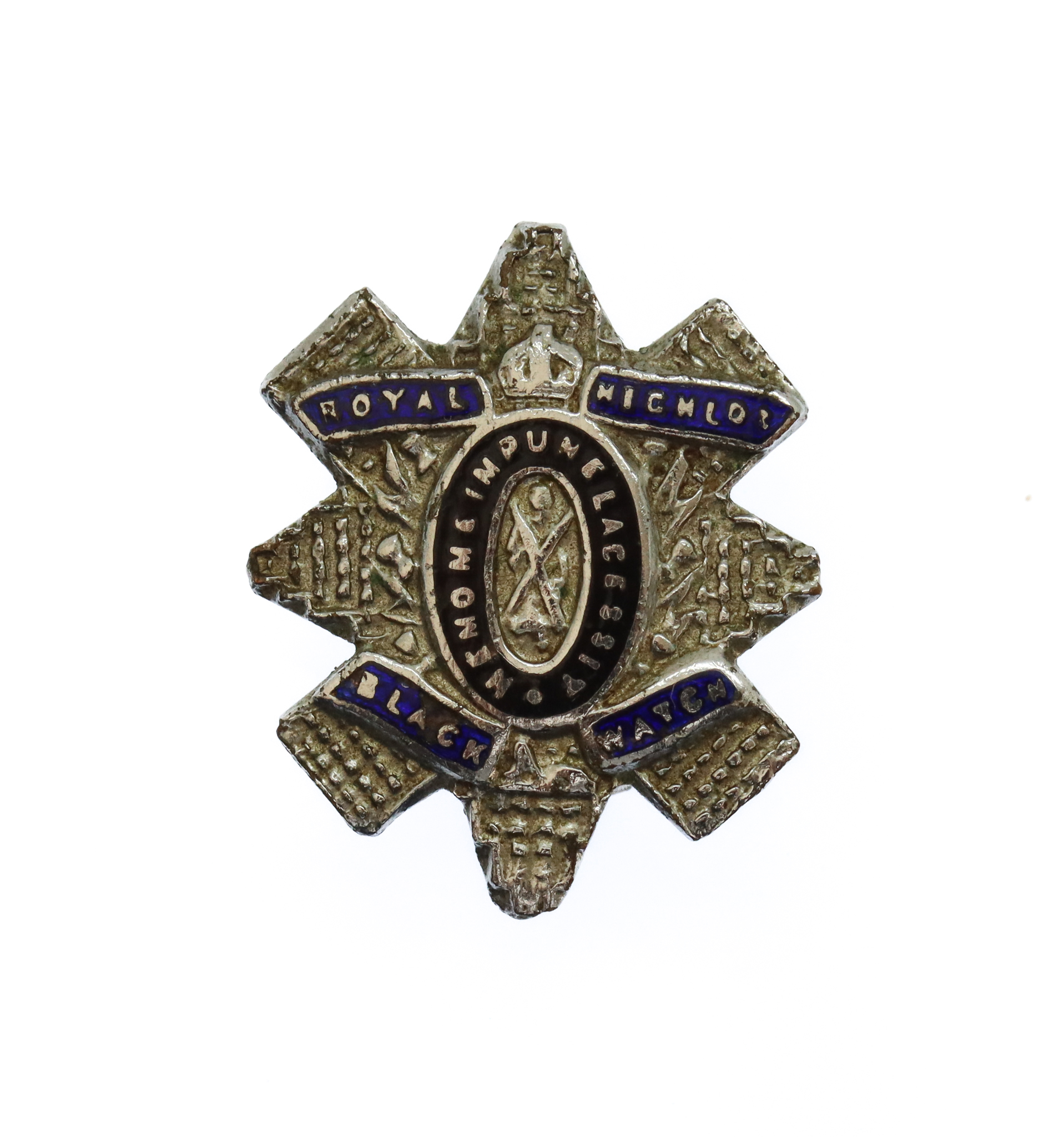 Black Watch (The Royal Highlanders) Enamelled Sweetheart Brooch/Lapel Pin Badge - King's Crown