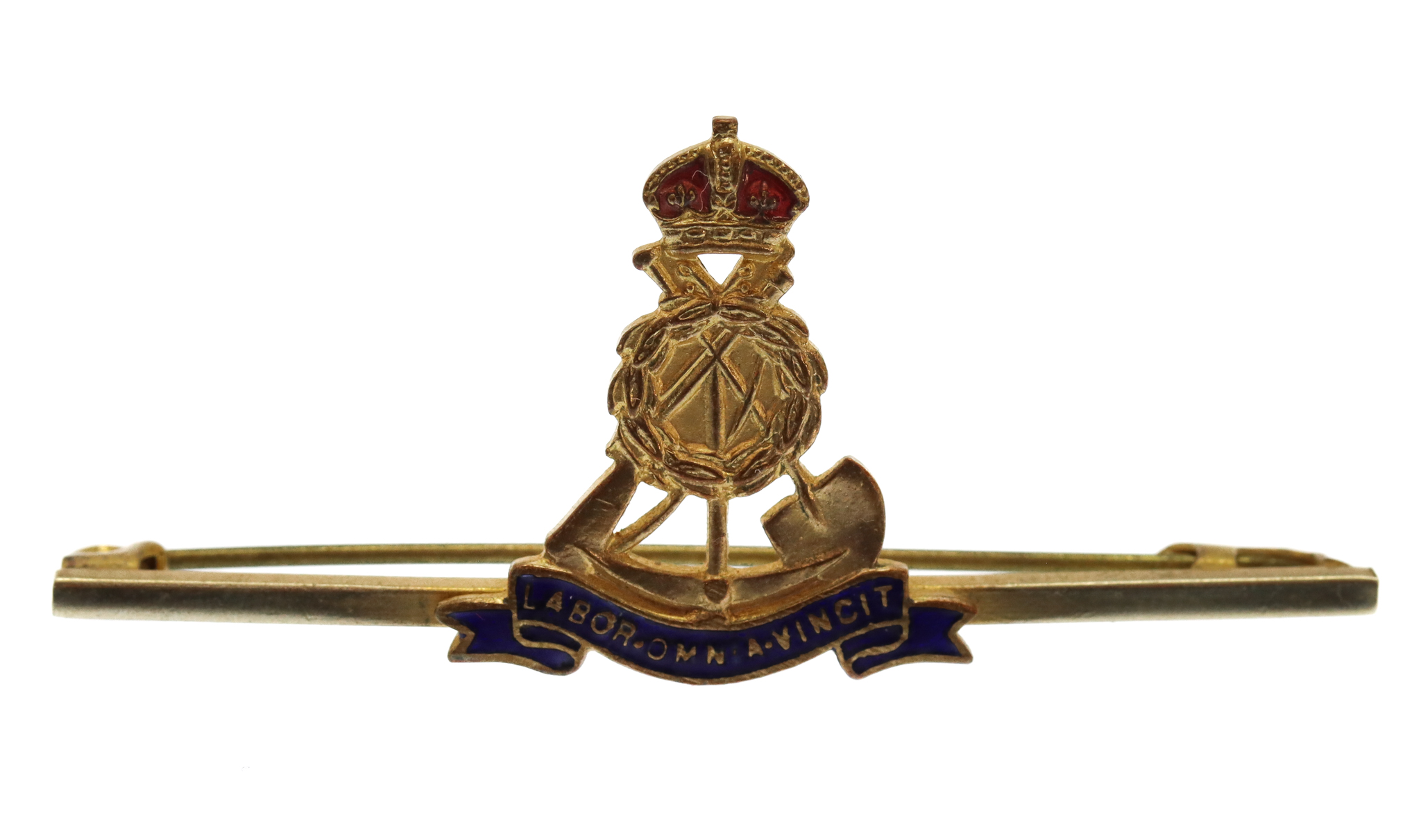 Pioneer Corps Brass & Enamel Sweetheart Brooch/Tie Pin - King's Crown