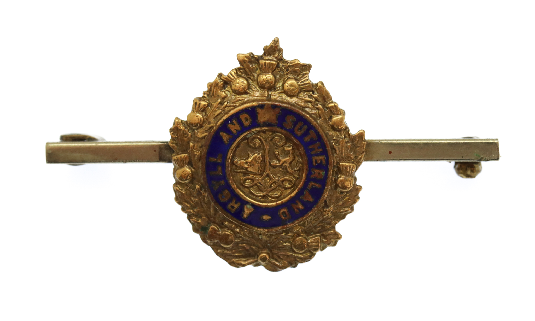 Argyll & Sutherland Highlanders Brass & Enamel Sweetheart Brooch/Tie Pin
