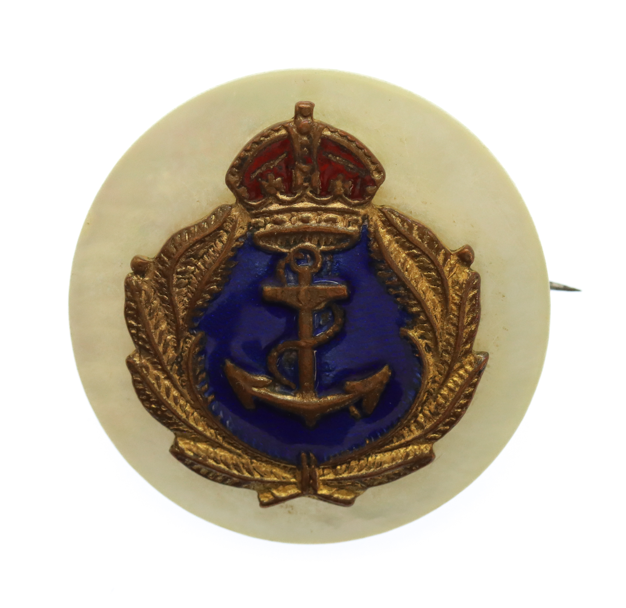Royal Navy Mother of Pearl Sweetheart Brooch - King's Crown