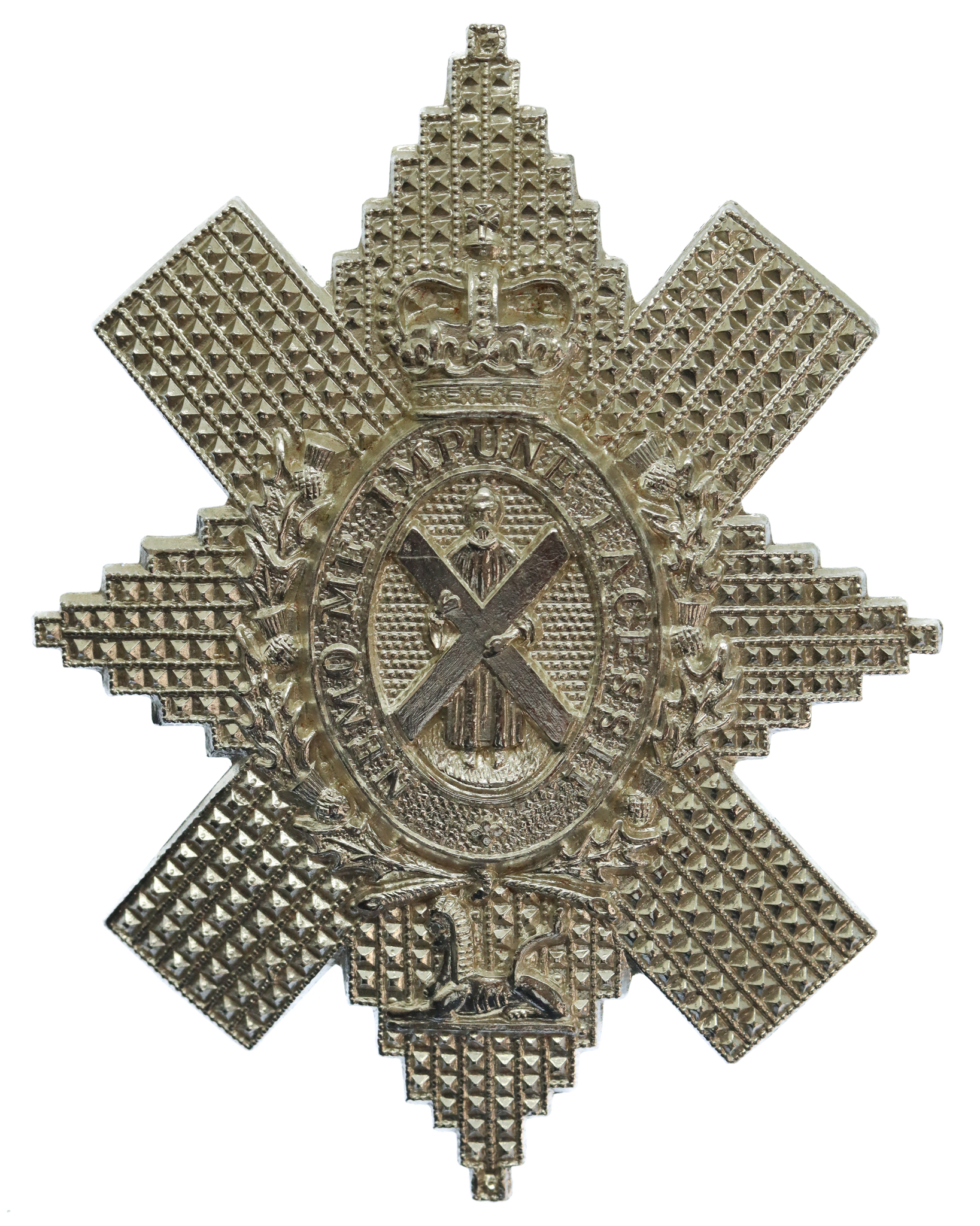 Black Watch (Royal Highlanders) Anodised (Staybrite) Cap Badge - Queen's Crown