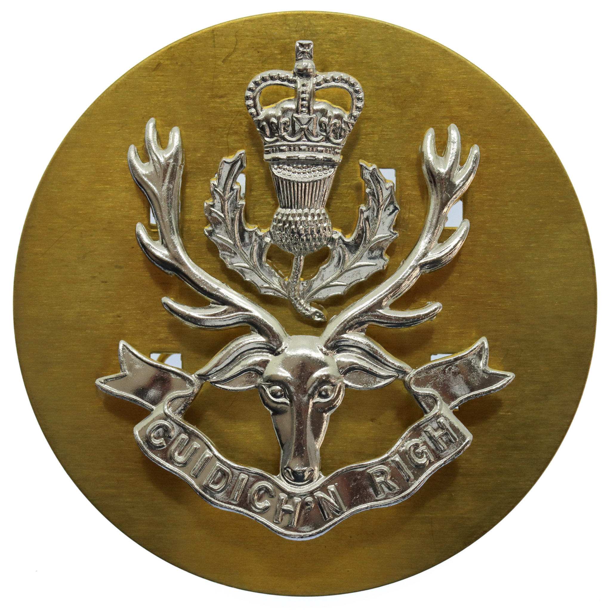 Queen's Own Highlanders Anodised (Staybrite) Cap Badge