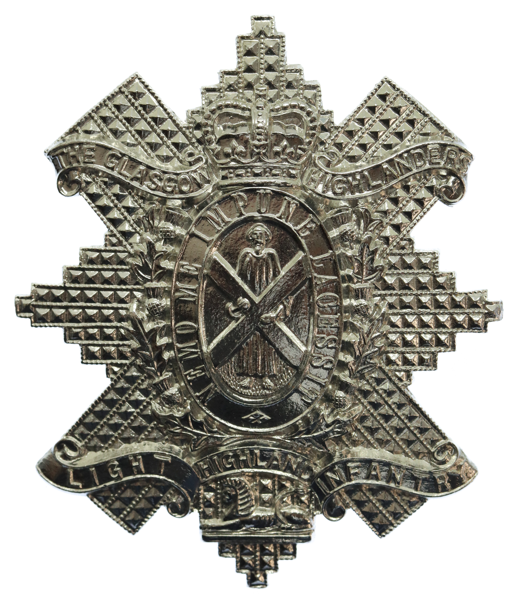 Glasgow Highlanders (Highland Light Infantry) Anodised (Staybrite) Cap Badge