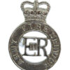 Army Fire Service Anodised (Staybrite) Cap Badge - Queen's Crown
