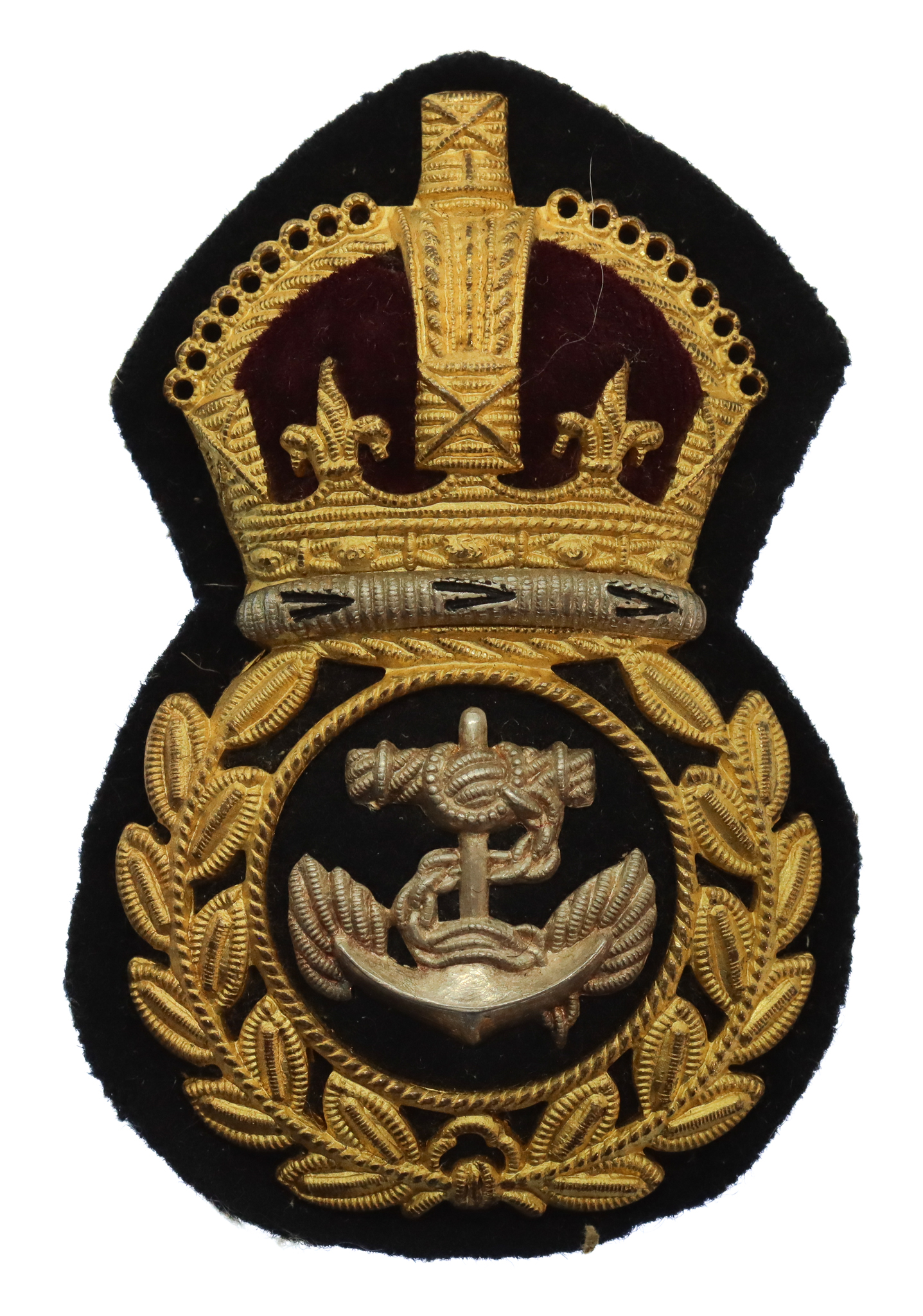 Royal Navy Chief Petty Officer's Gilt Metal Economy Cap Badge 