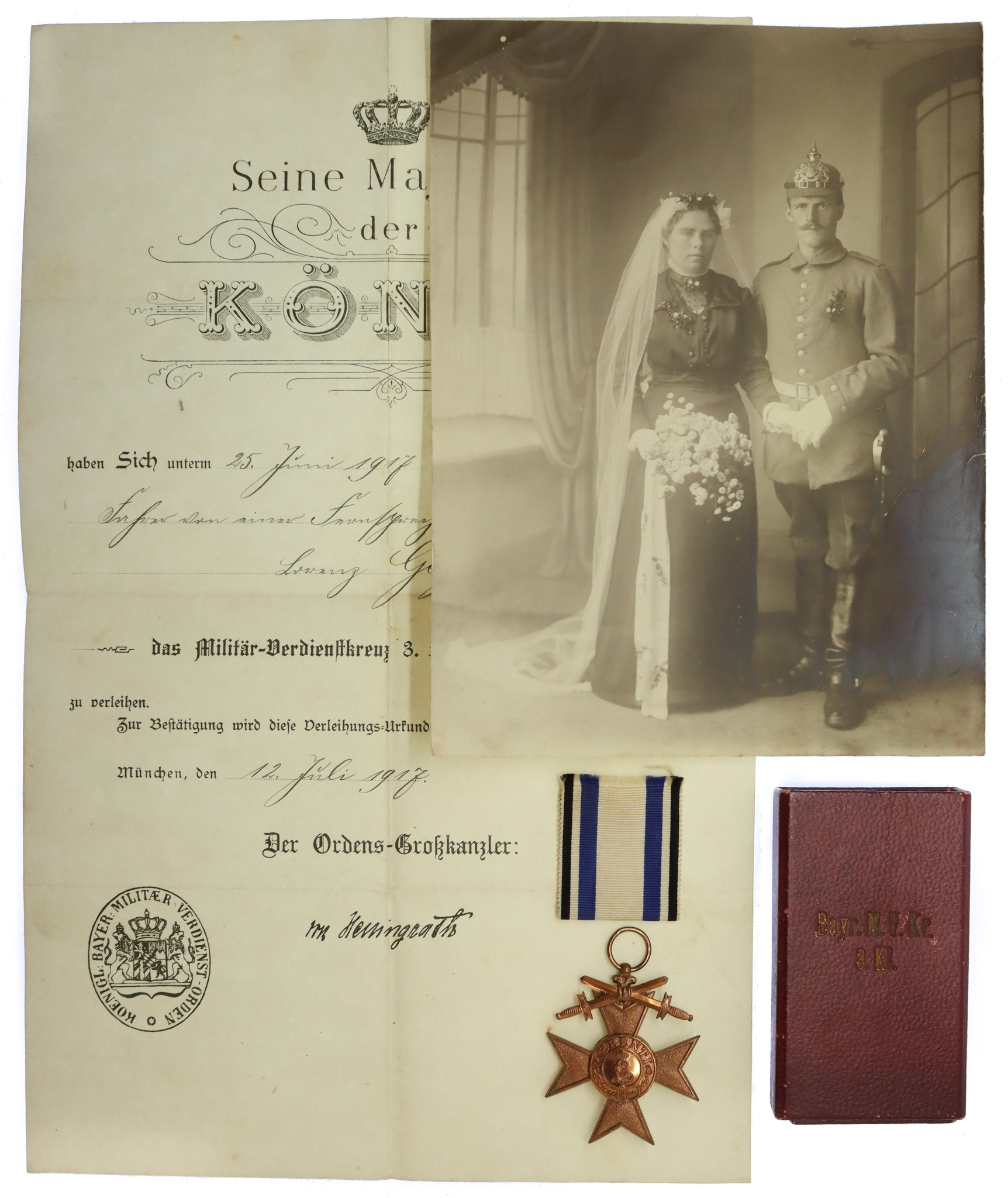 German WW1 Bavarian Military Merit Cross, 3rd Class with Certificate