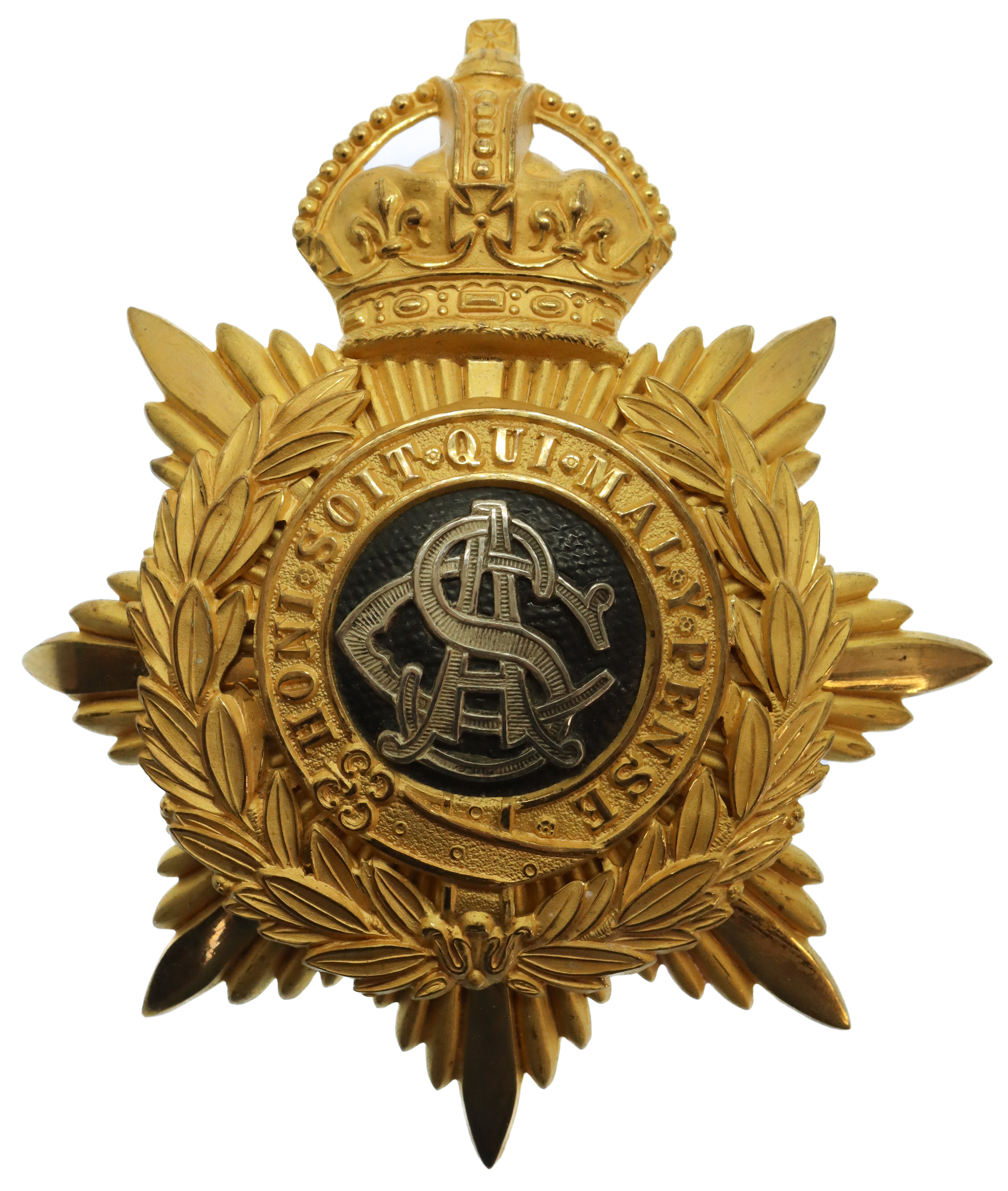 Army Service Corps (A.S.C.) Officer's Helmet Plate - King's Crown (c.1901-1914)