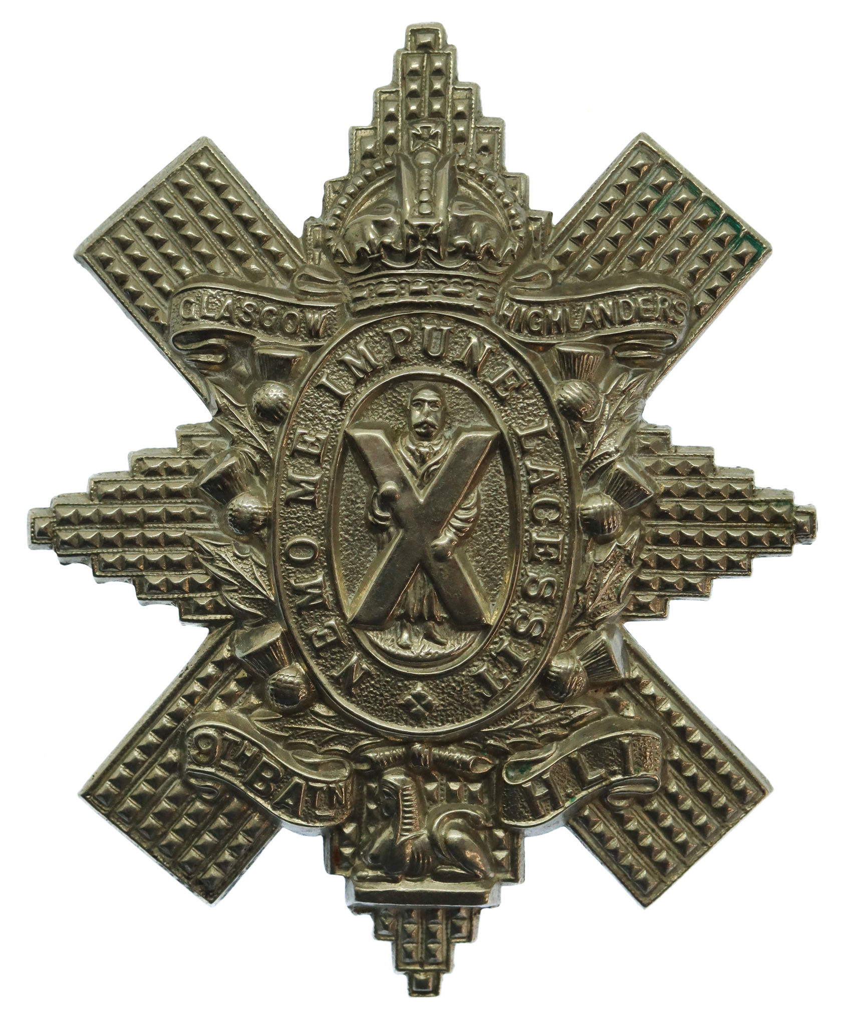 9th (Glasgow Highlanders) Battalion Highland Light Infantry Cap Badge - Kings Crown