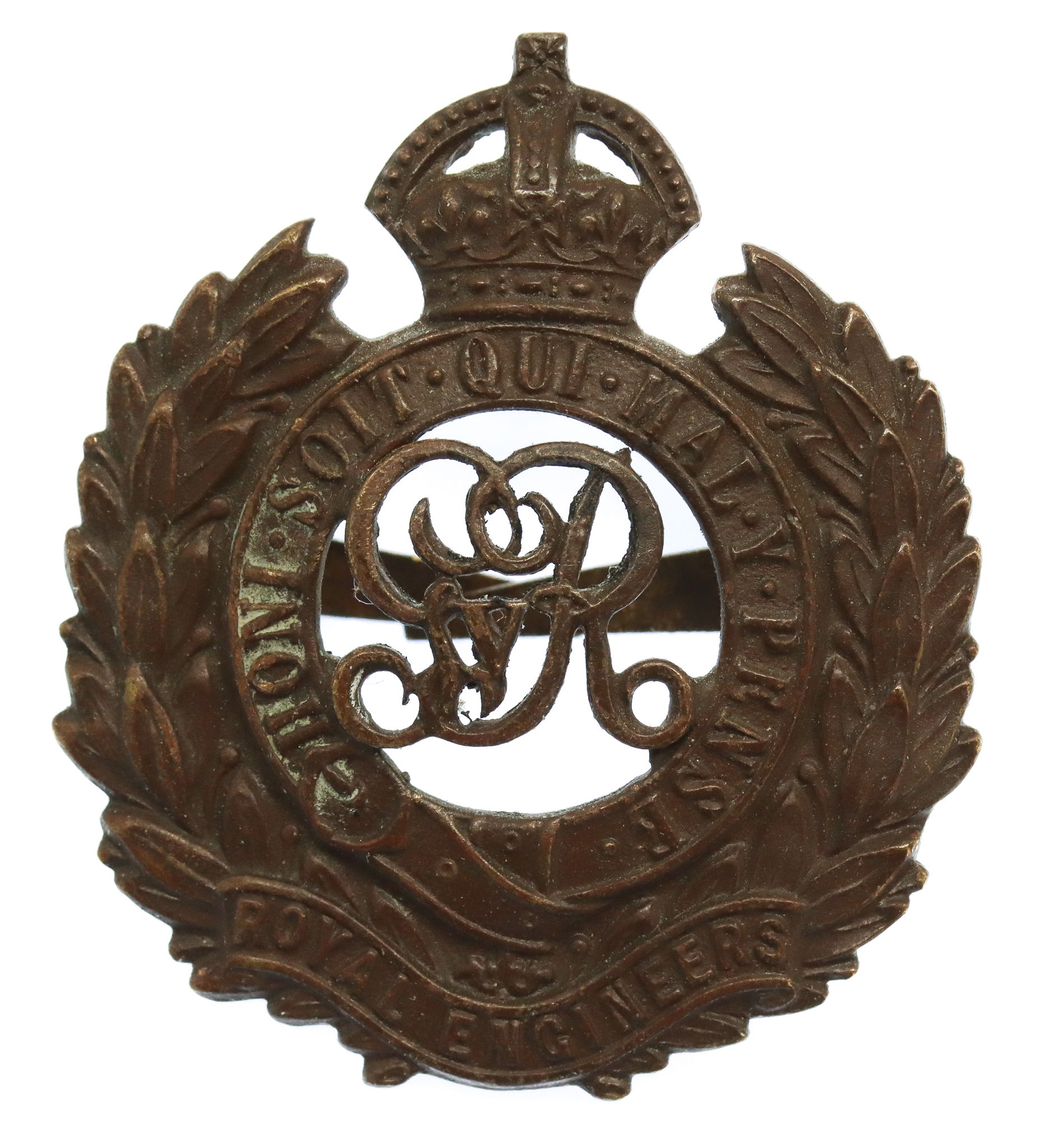 George V Royal Engineers Officer's Service Dress Cap Badge