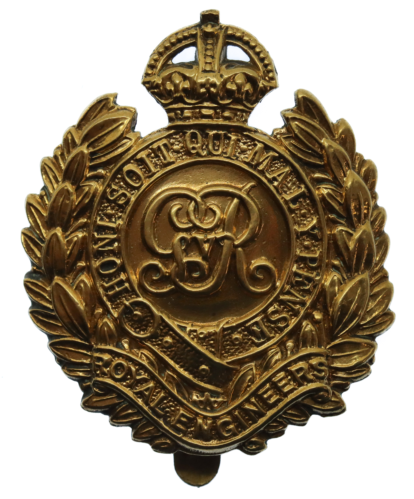 George V Royal Engineers WW1 Economy Cap Badge (Non Voided Centre)