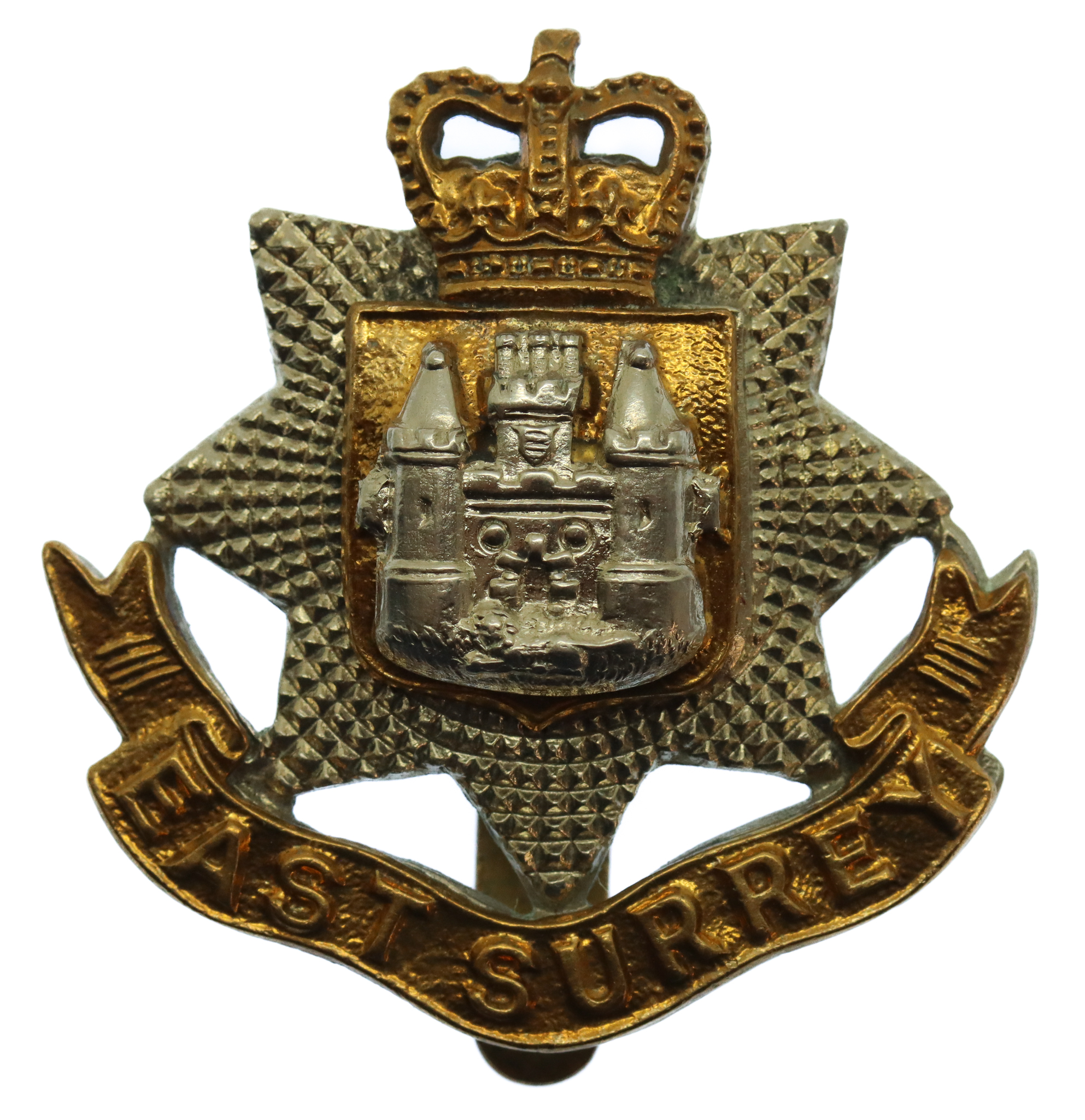 East Surrey Regiment Cap Badge - Queen's Crown