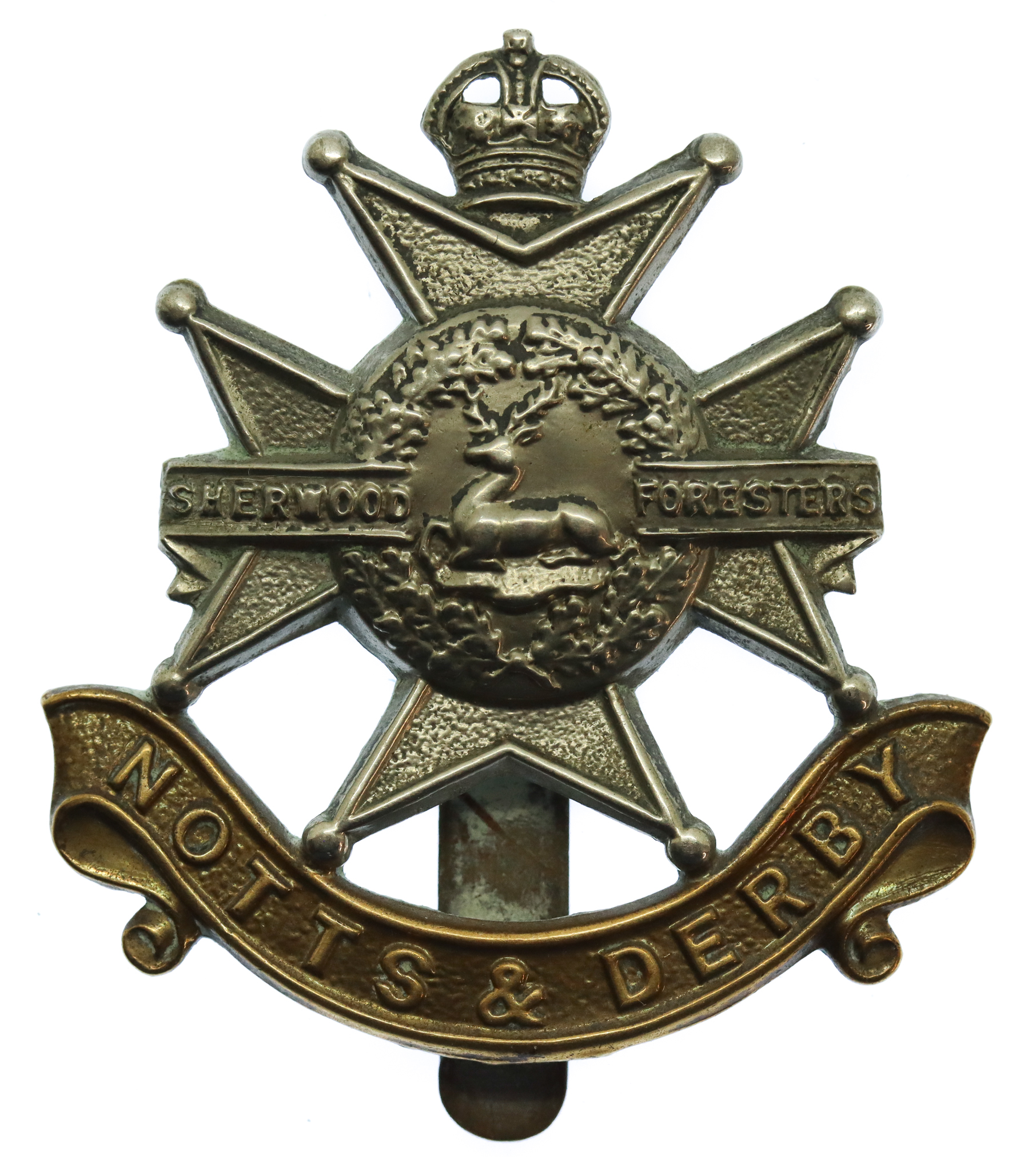 Notts & Derby Regiment (Sherwood Foresters) Cap Badge - King's Crown