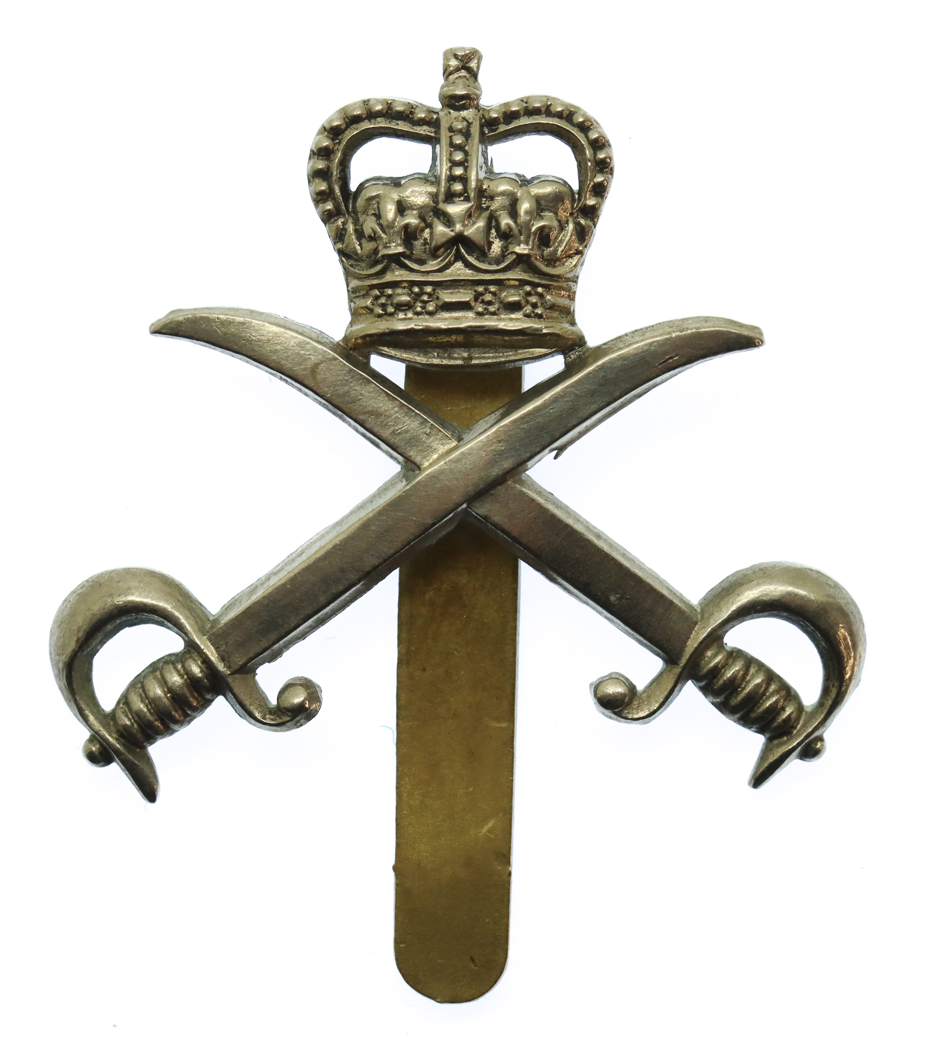 Army Physical Training Corps (A.P.T.C.) White Metal Cap Badge - Queen's Crown