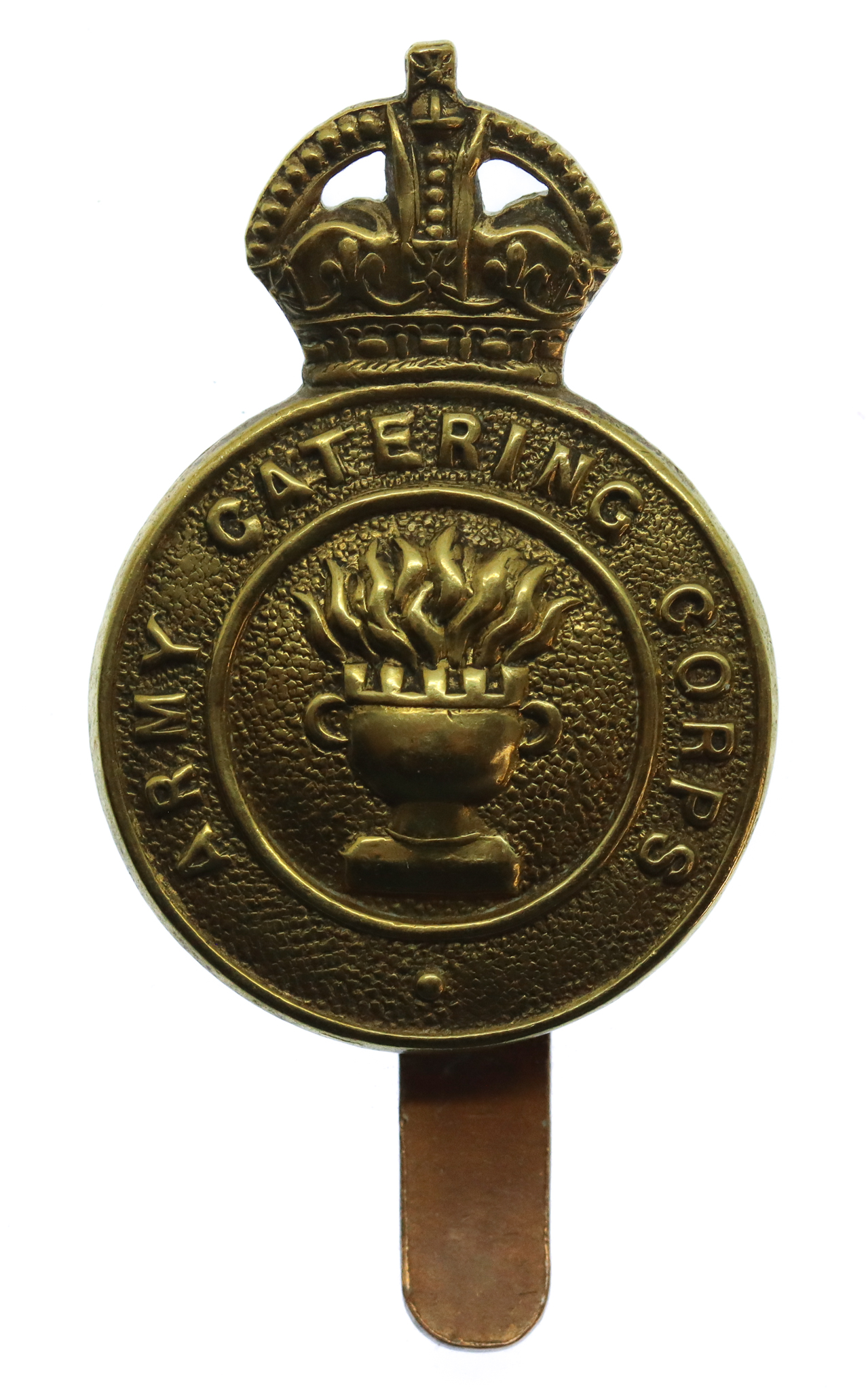 Army Catering Corps Brass Cap Badge - King's Crown