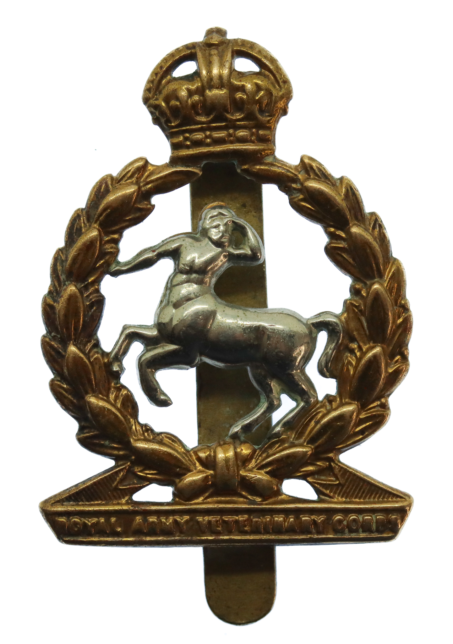 Royal Army Veterinary Corps (R.A.V.C.) Bi-Metal Cap Badge - King's Crown