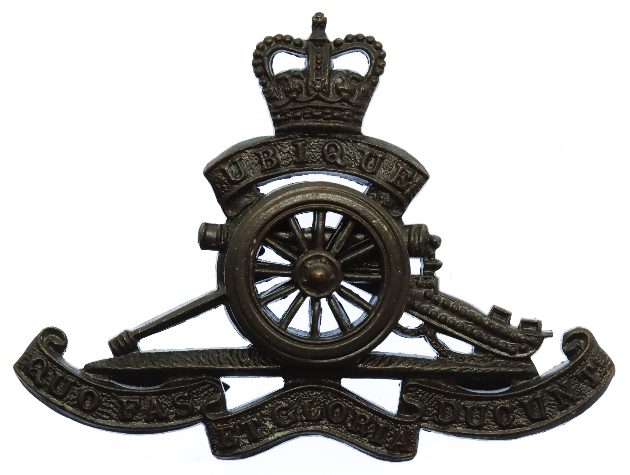 Royal Artillery Officer's Service Dress Cap Badge - Queen's Crown