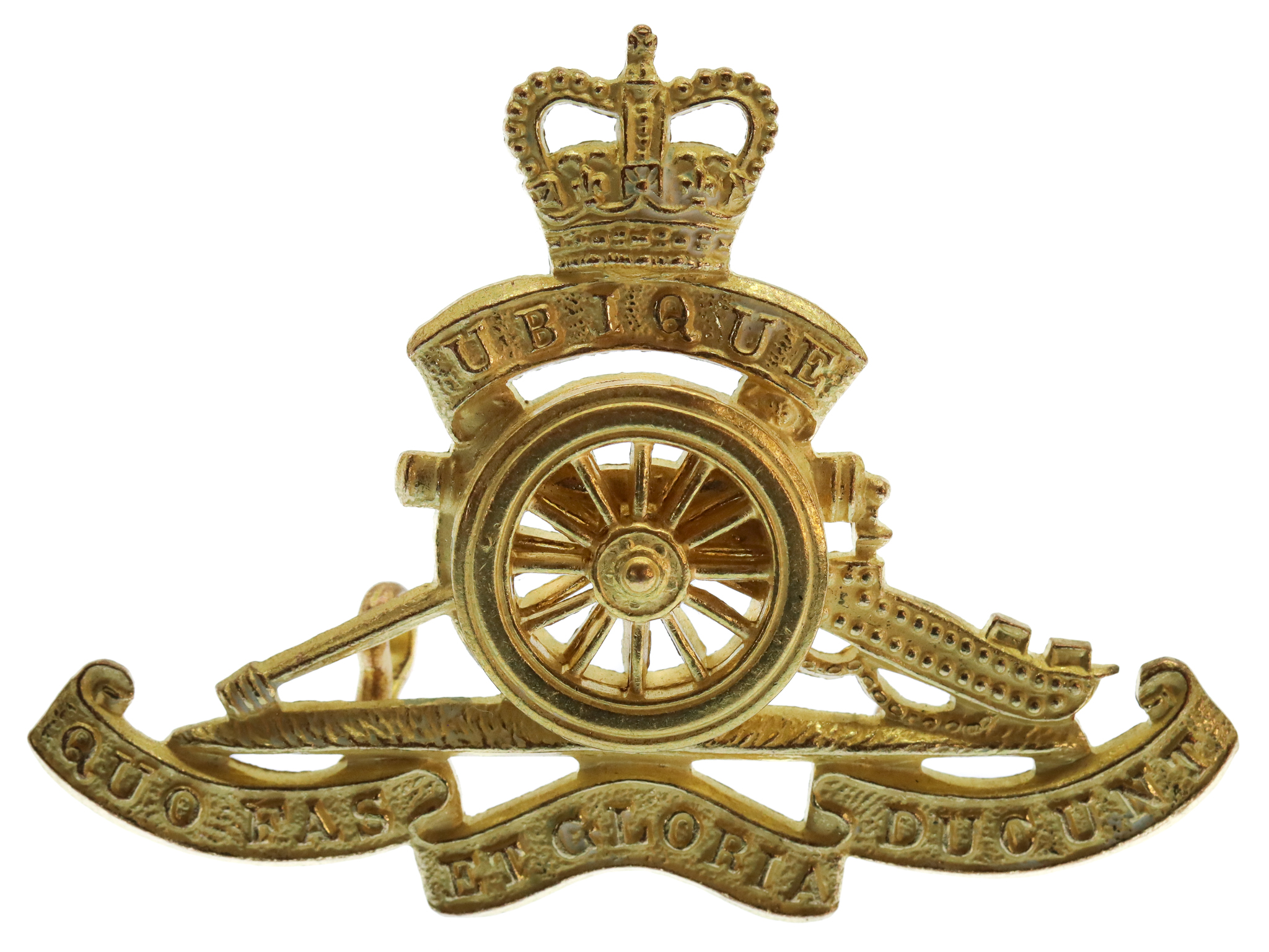 Royal Artillery Officer's Dress Gilt Cap Badge - Queen's Crown