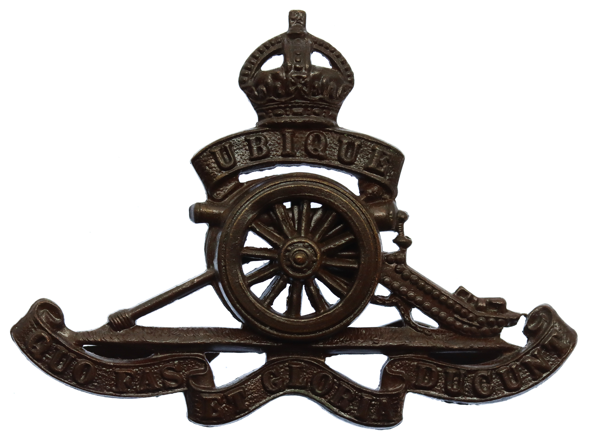 Royal Artillery Officer's Service Dress Cap Badge - King's Crown