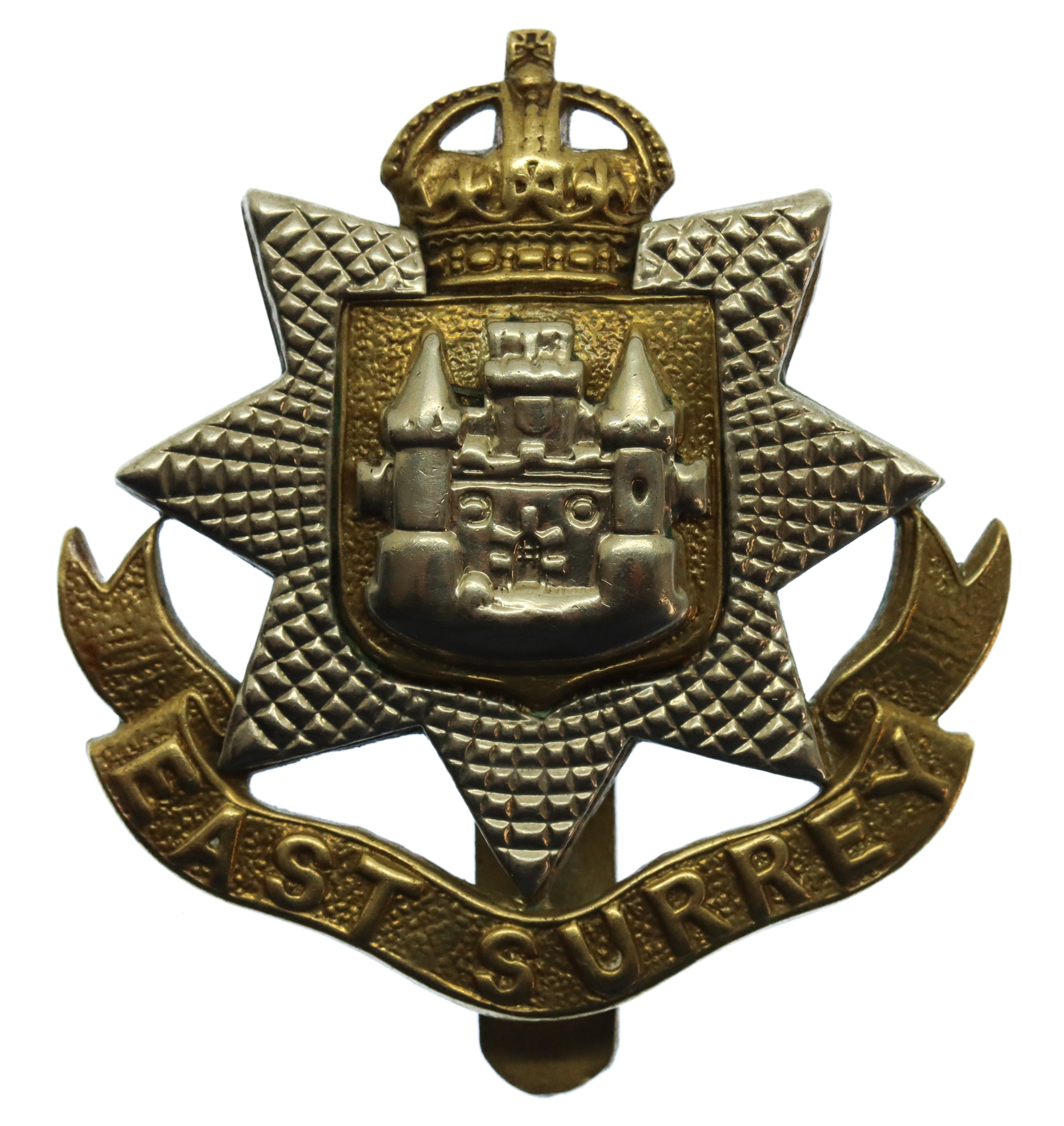 East Surrey Regiment Cap Badge - King's Crown