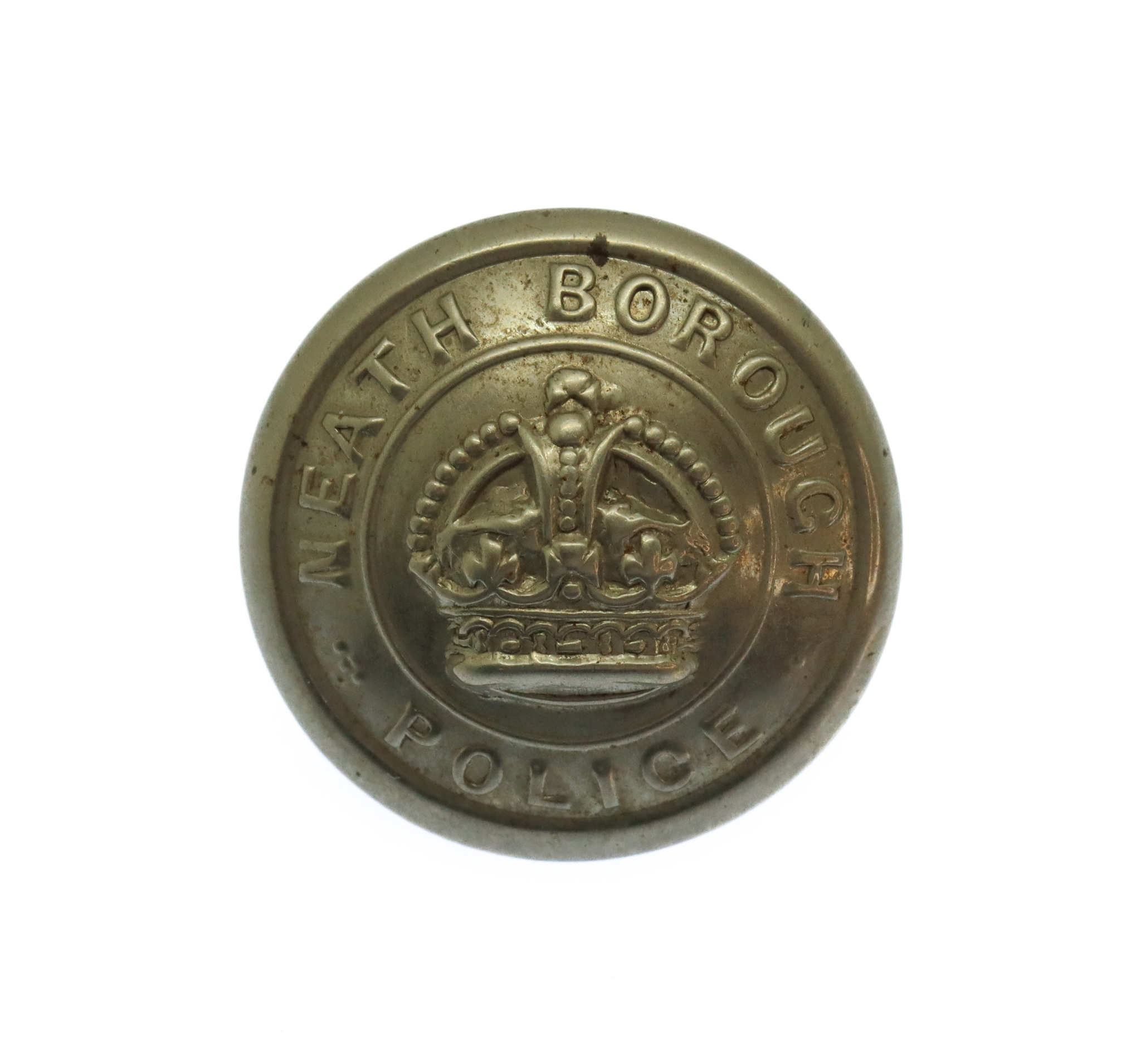 Neath Borough Police White Metal Button - King's Crown (20mm)
