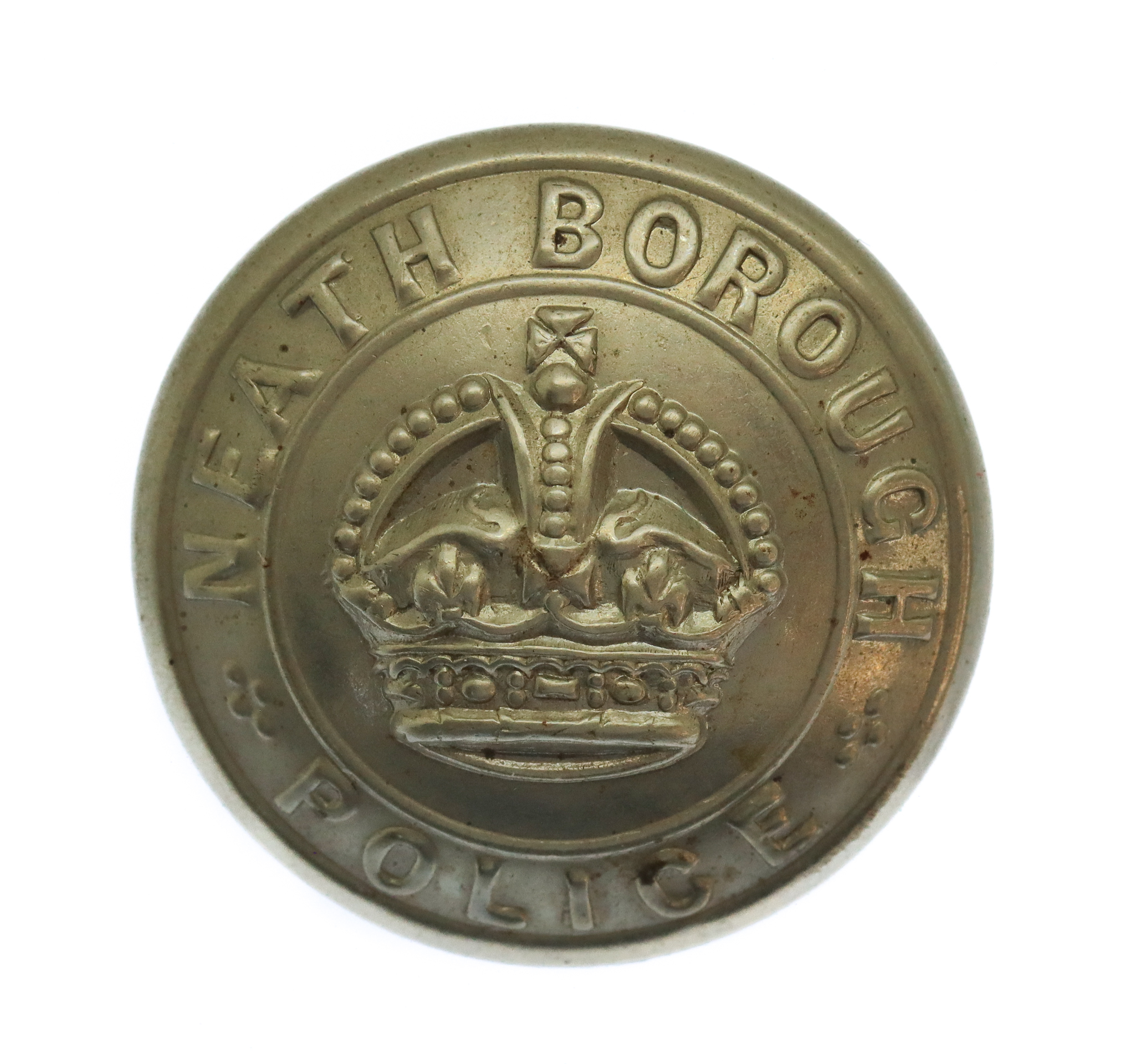 Neath Borough Police White Metal Button - King's Crown (24mm)