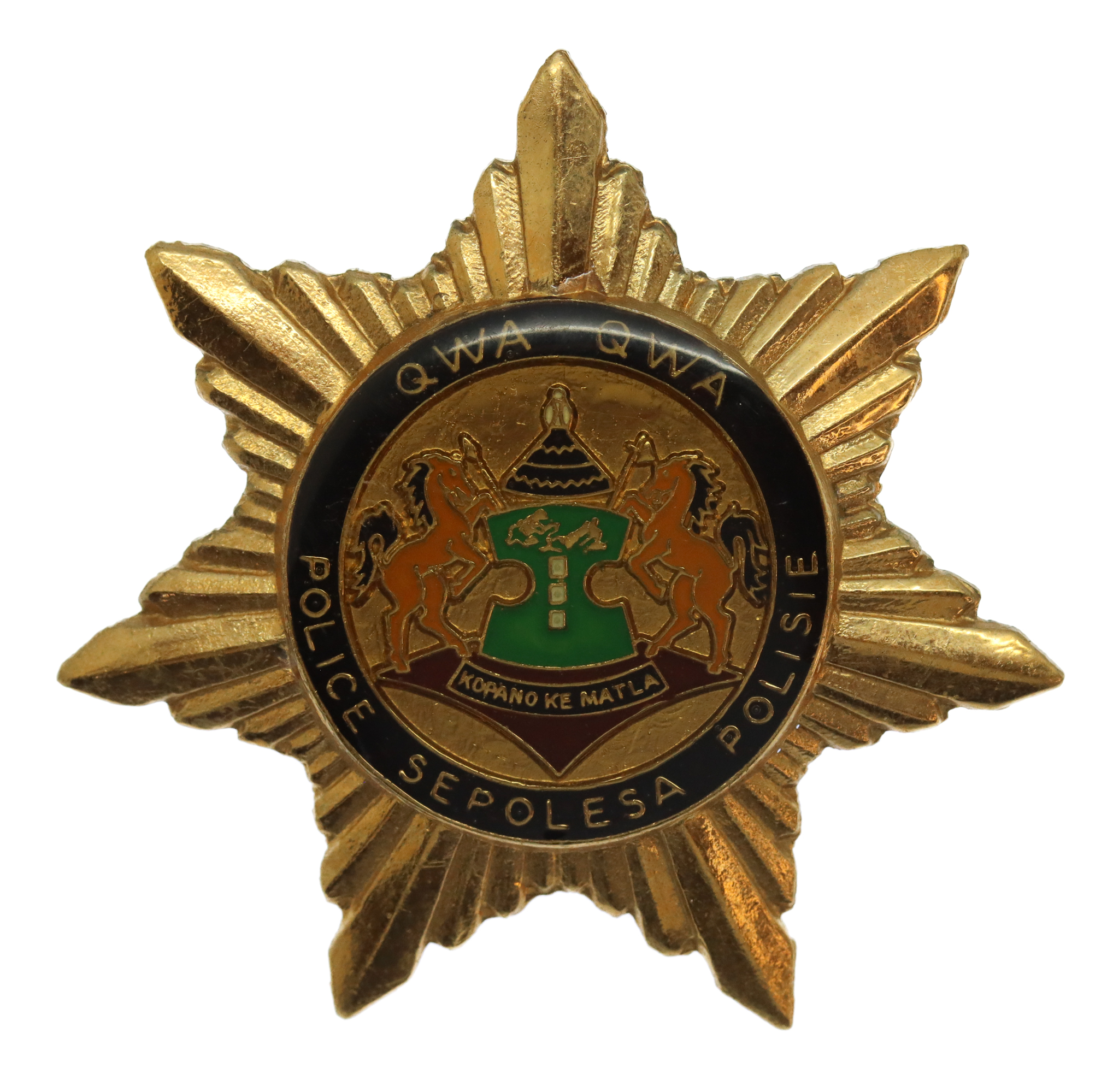 South Africa Qwa Qwa Police Officer's Enamelled Cap Badge