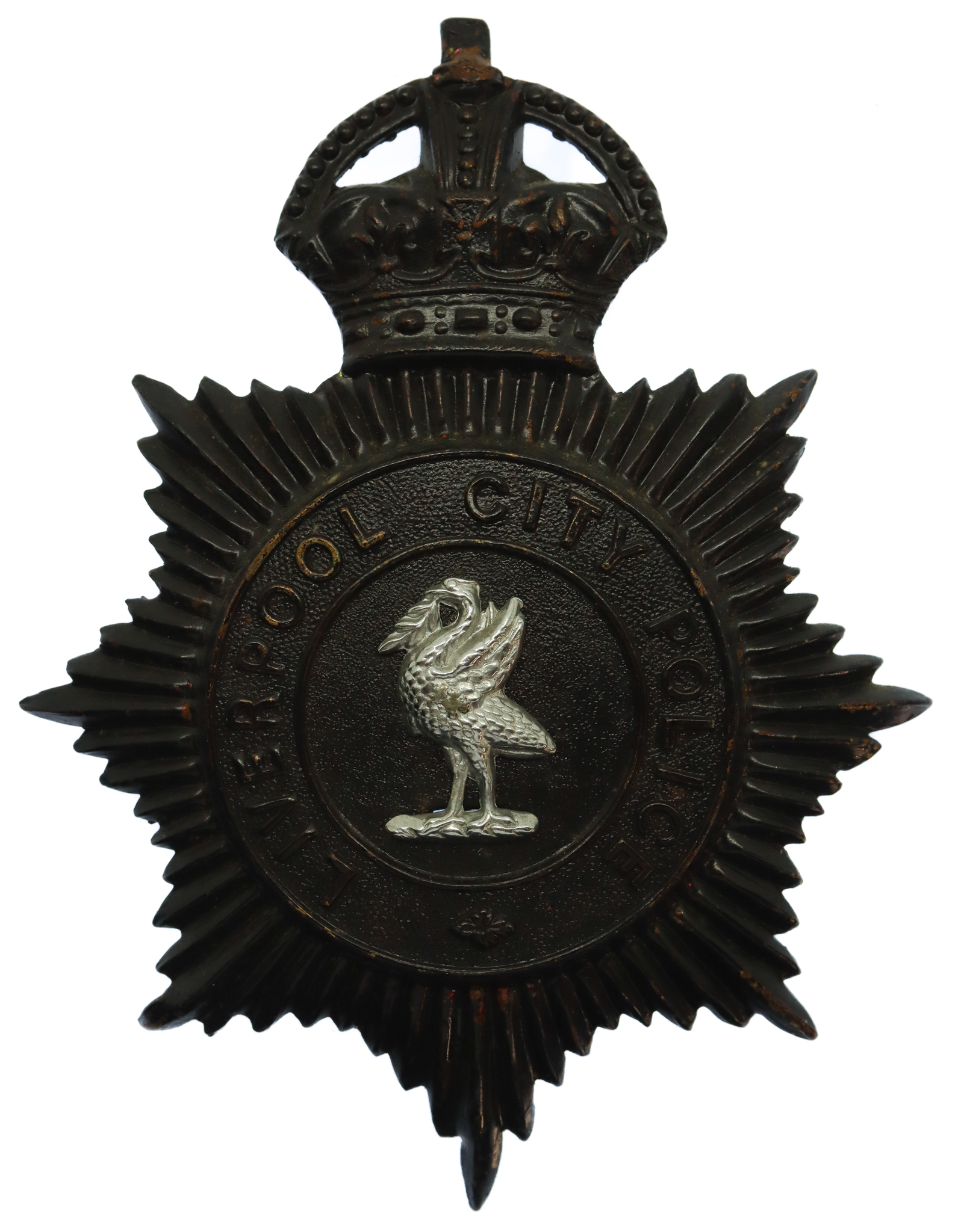 Liverpool City Police Mutual Aid Helmet Plate - King's Crown