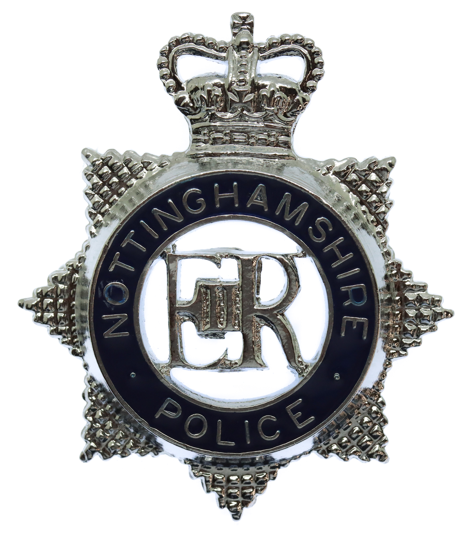 Nottinghamshire Police Enamelled Star Cap Badge - Queen's Crown