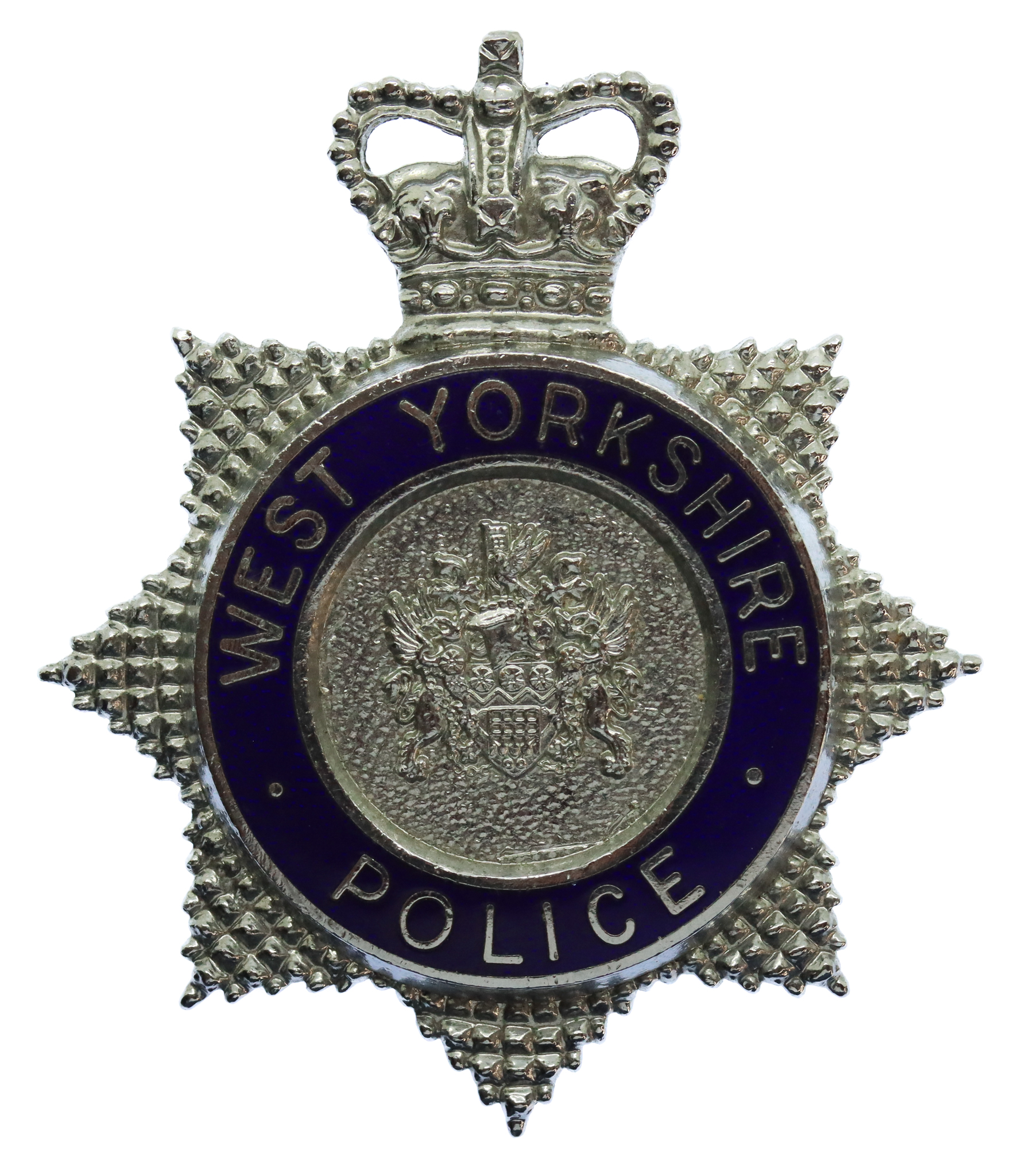 West Yorkshire Police Enamelled Star Cap Badge - Queen's Crown