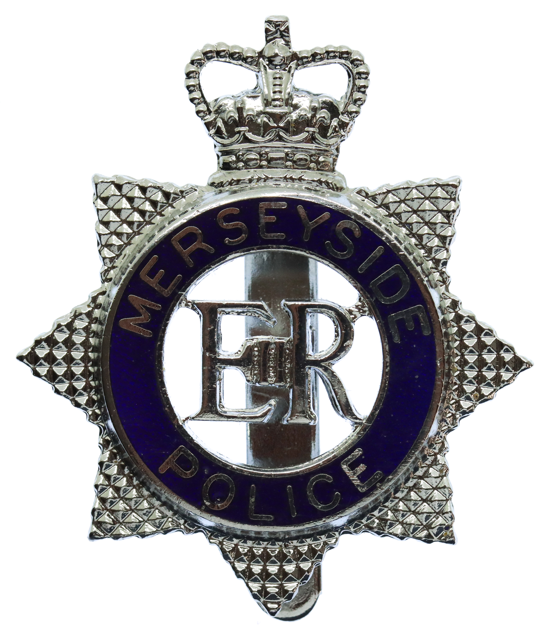 Merseyside Police Enamelled Star Cap Badge - Queen's Crown