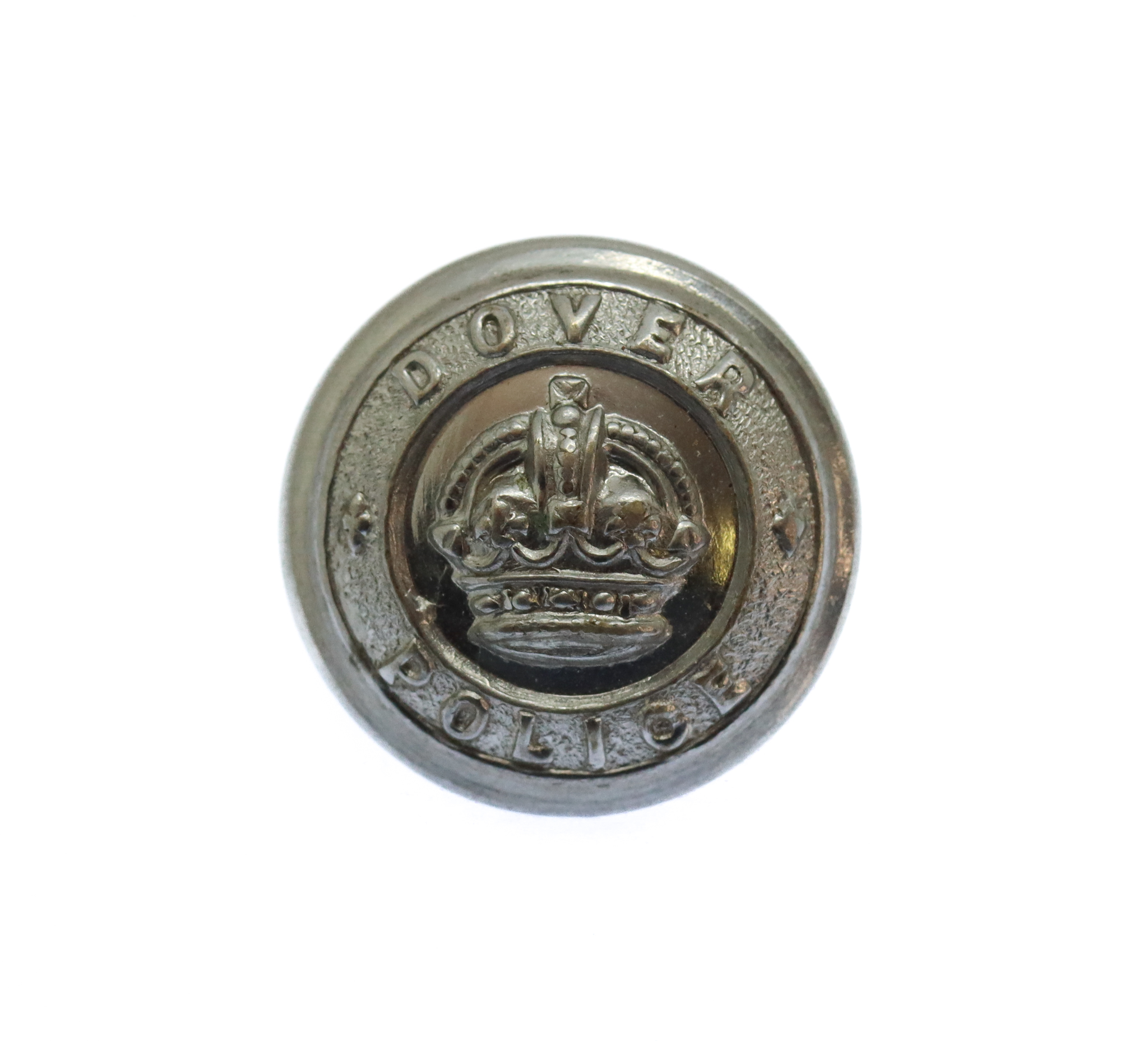 Dover Borough Police Chrome Button - King's Crown (18mm)
