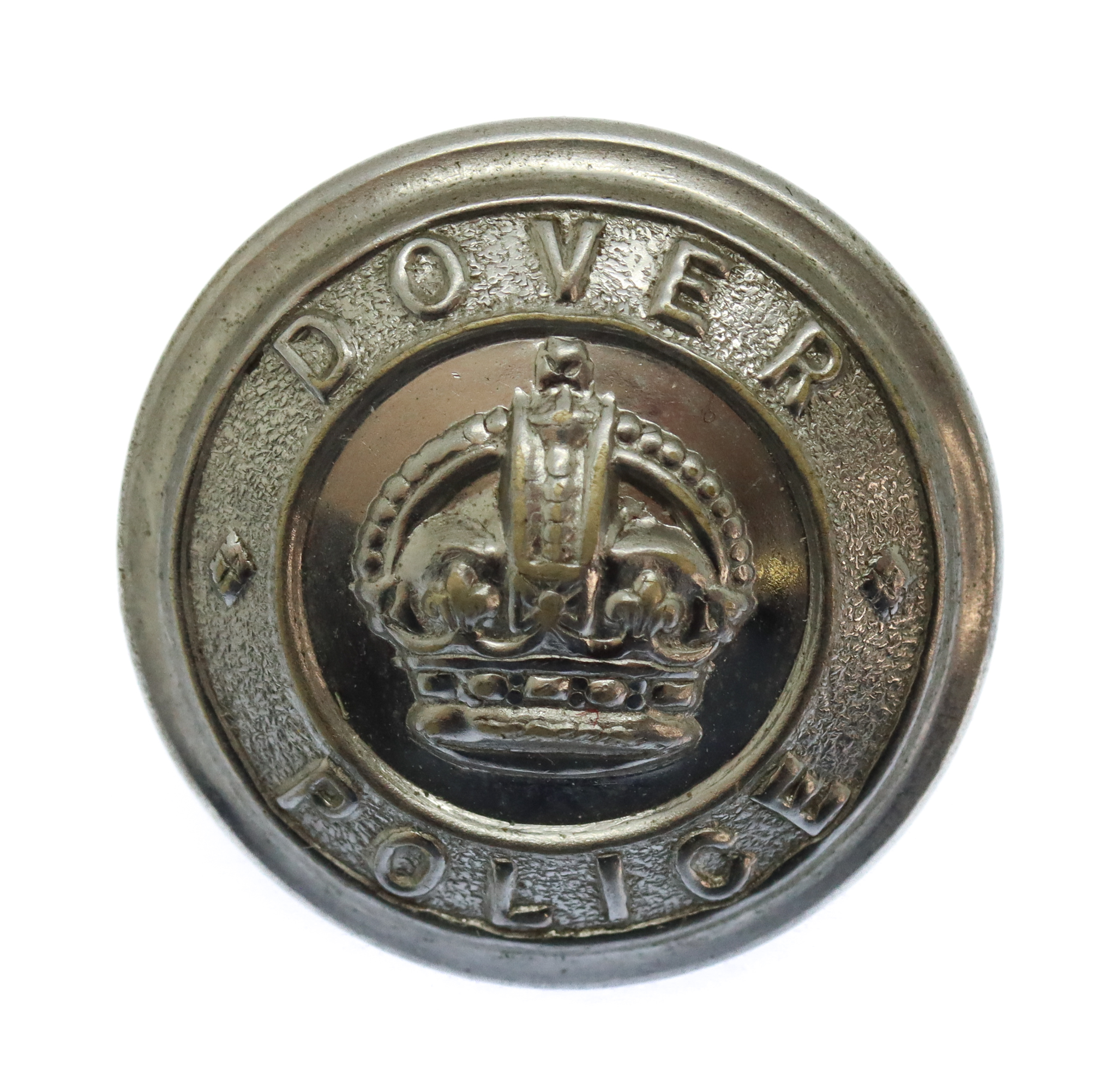 Dover Borough Police Chrome Button - King's Crown (25mm)