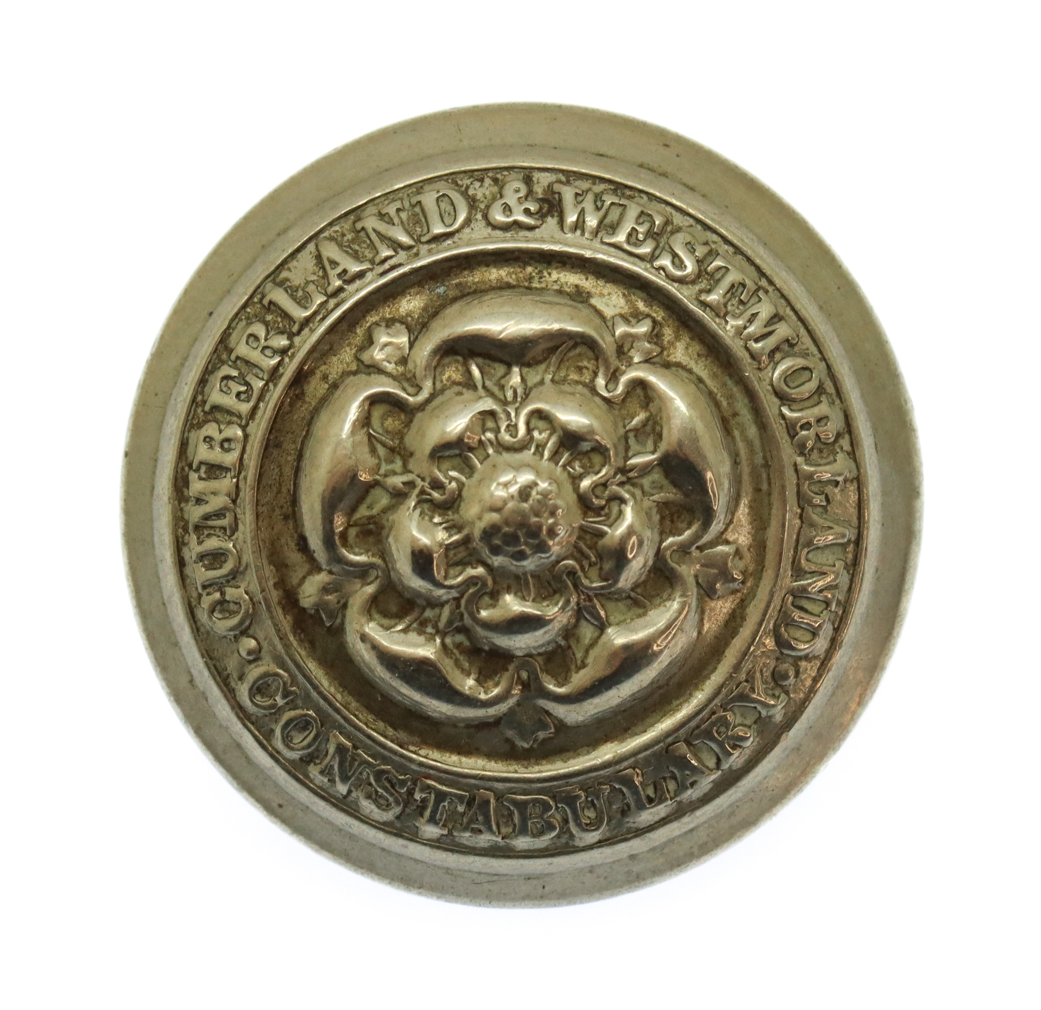 Cumberland & Westmoreland Constabulary White Metal Coat of Arms Button (25mm)