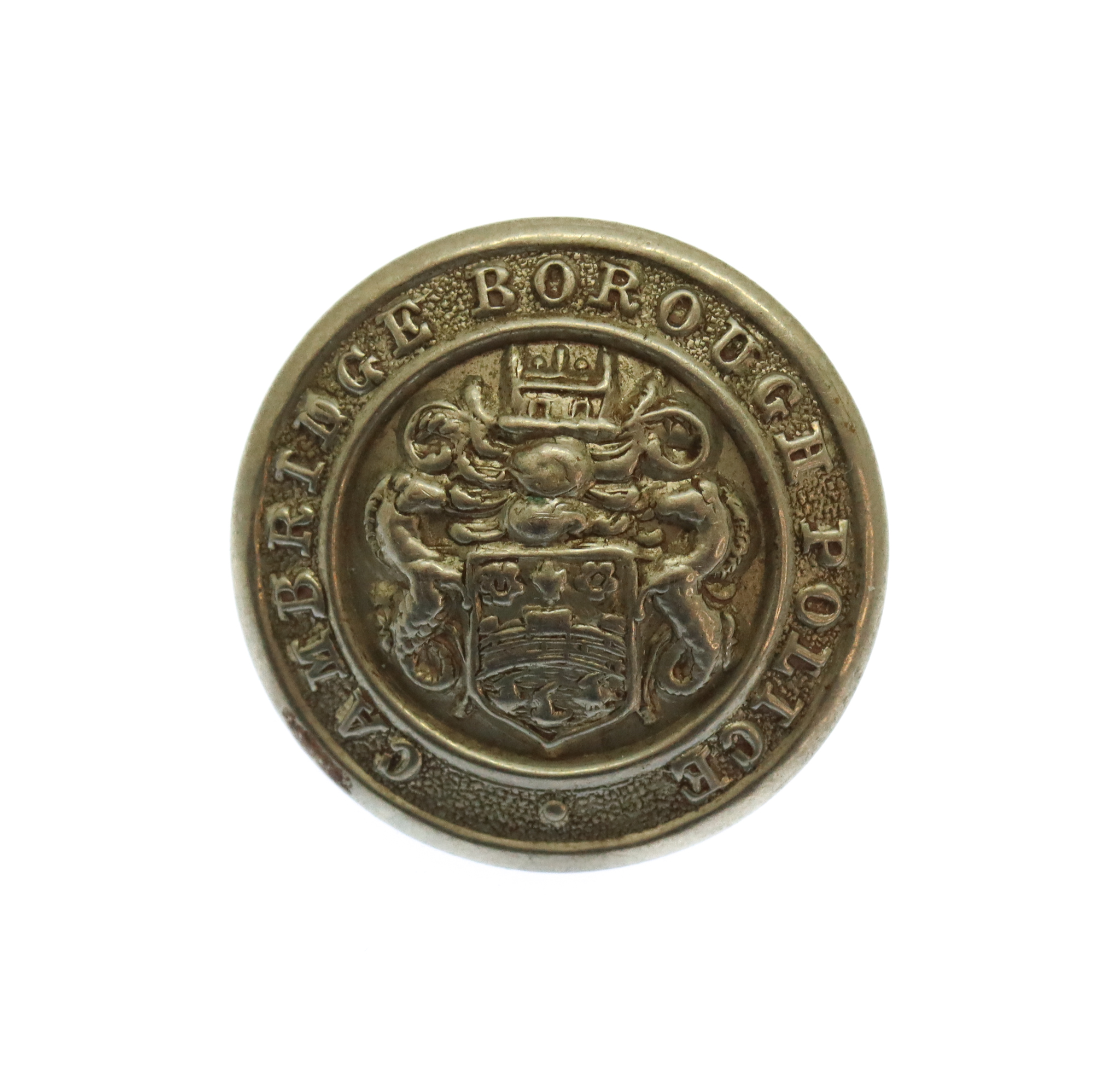 Cambridge Borough Police White Metal Coat of Arms Button (19mm)