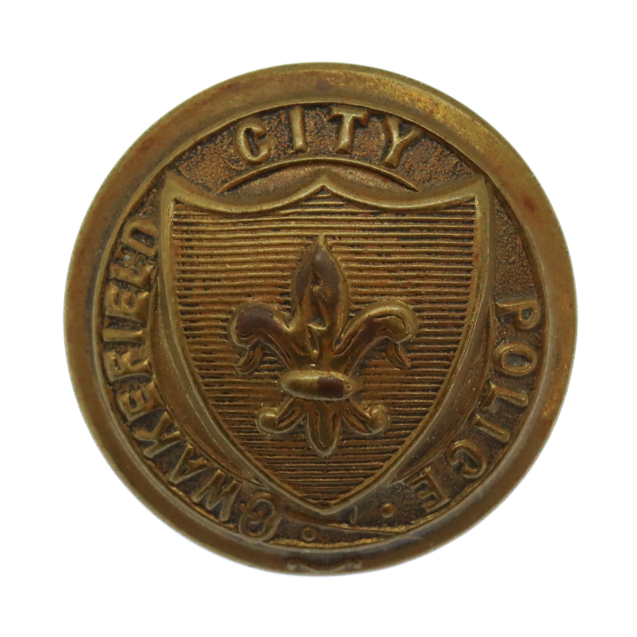 Wakefield City Police Brass Coat of Arms Button (24mm)