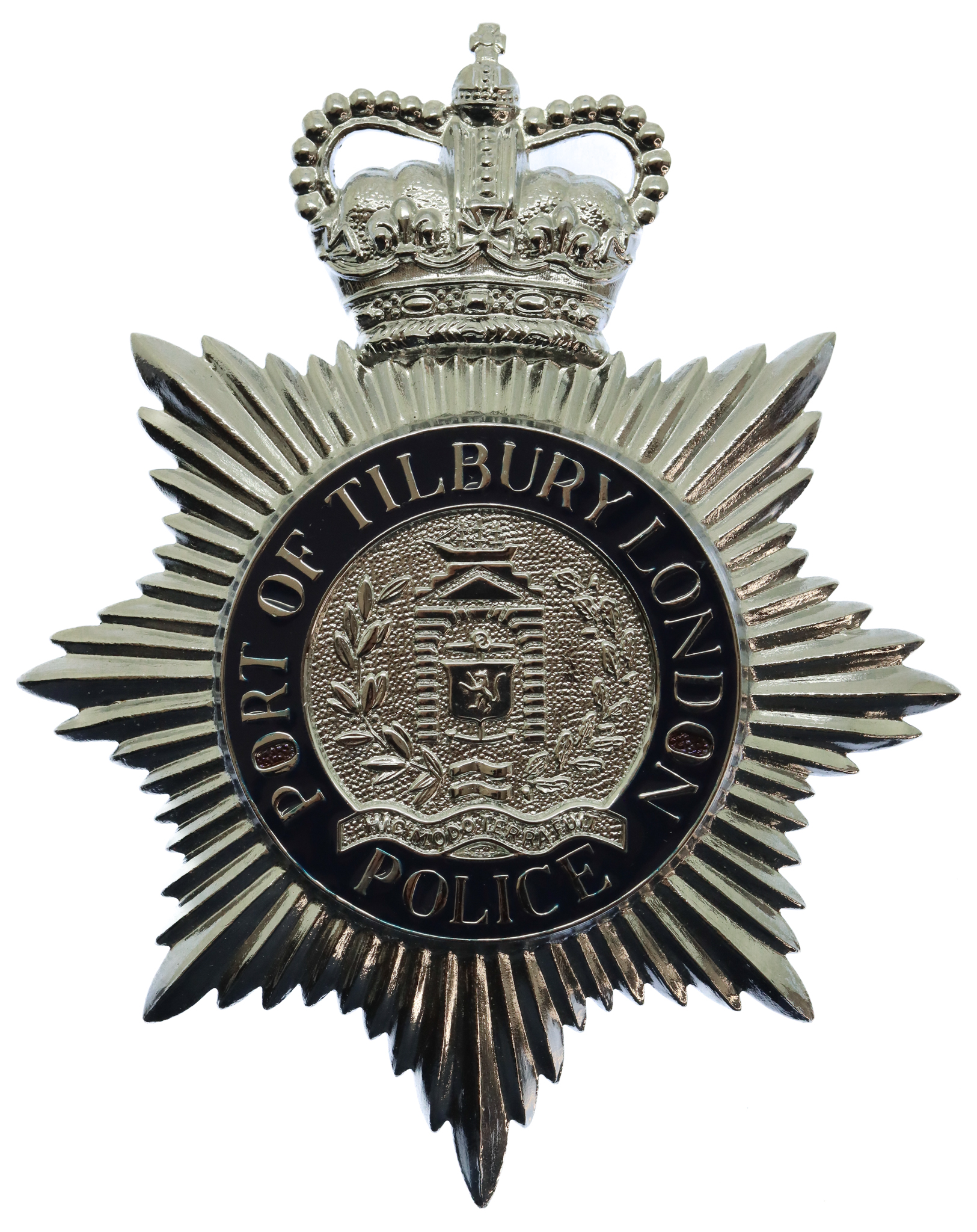 Port of Tilbury London Police Enamelled Helmet Plate - Queen's Crown (c.1992-1995)