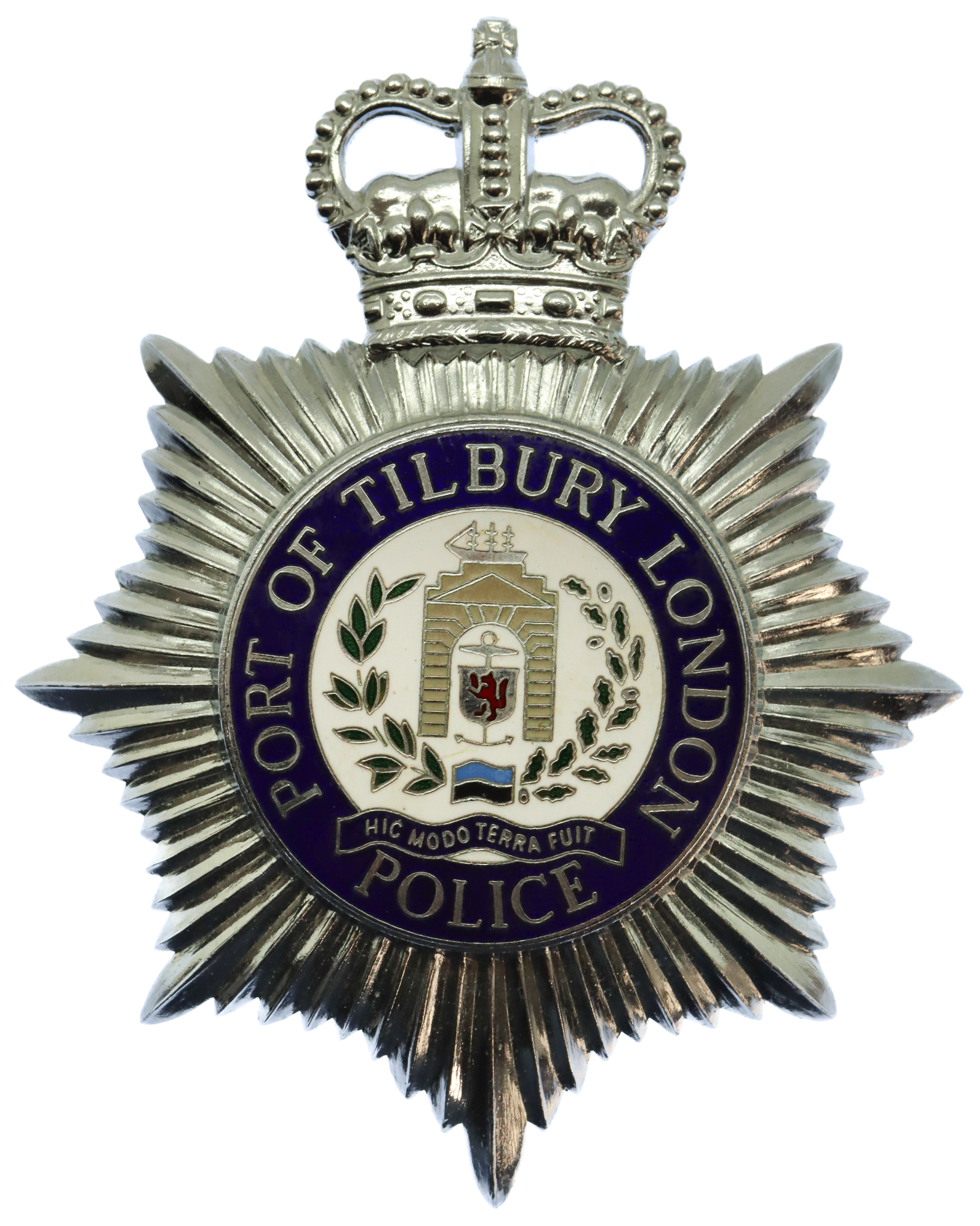 Port of Tilbury London Police Enamelled Helmet Plate - Queen's Crown 