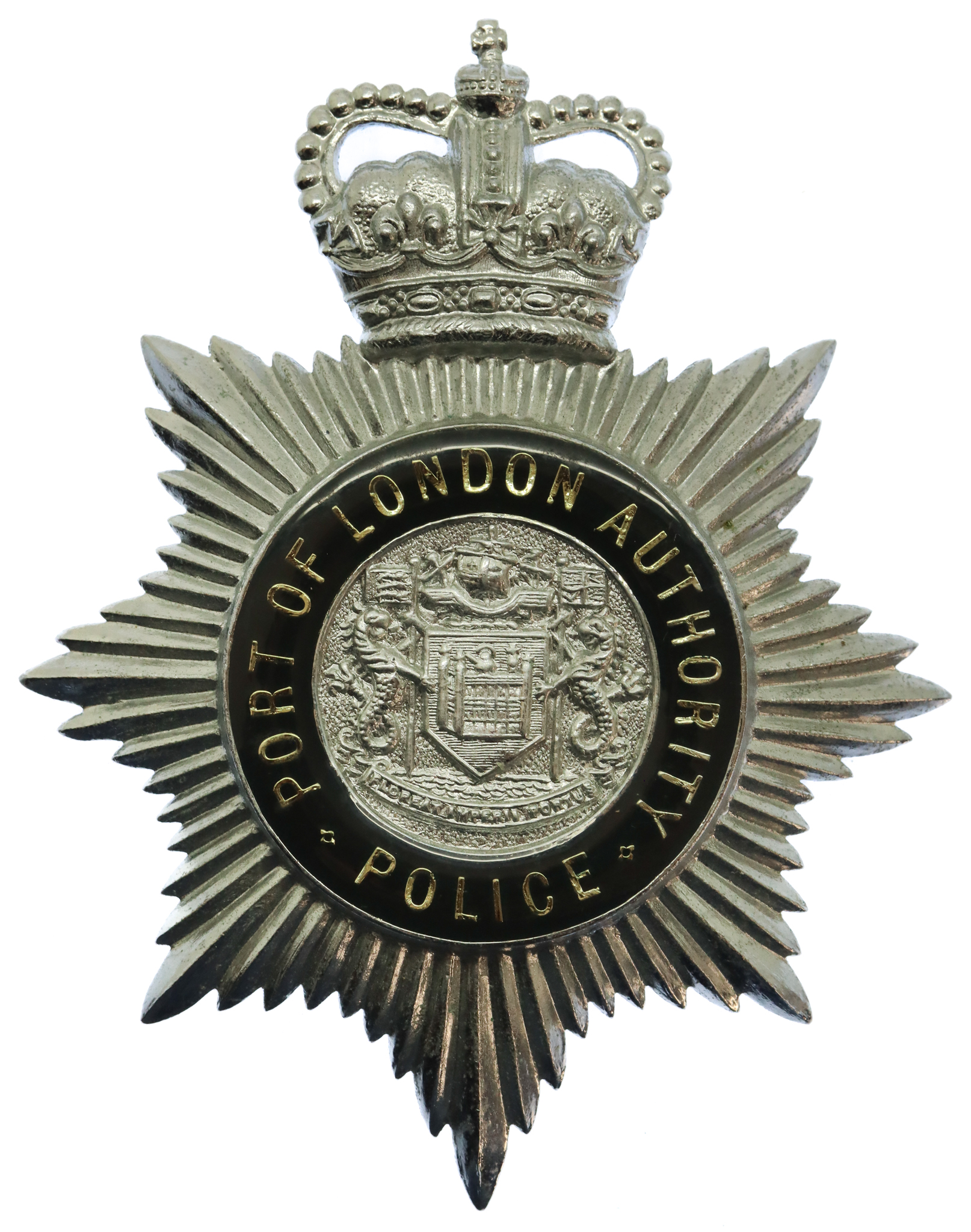 Port of London Authority Police Enamelled Helmet Plate - Queen's Crown