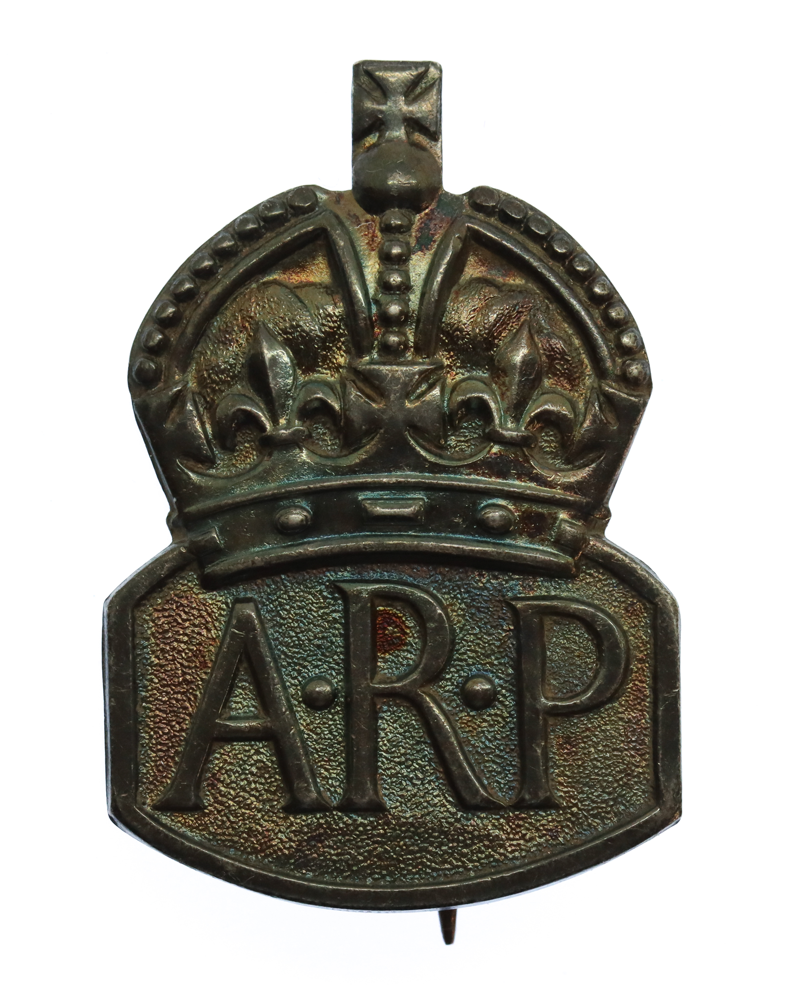 WW2 Air Raid Precautions (A.R.P.) Hallmarked Silver Pin Lapel Badge