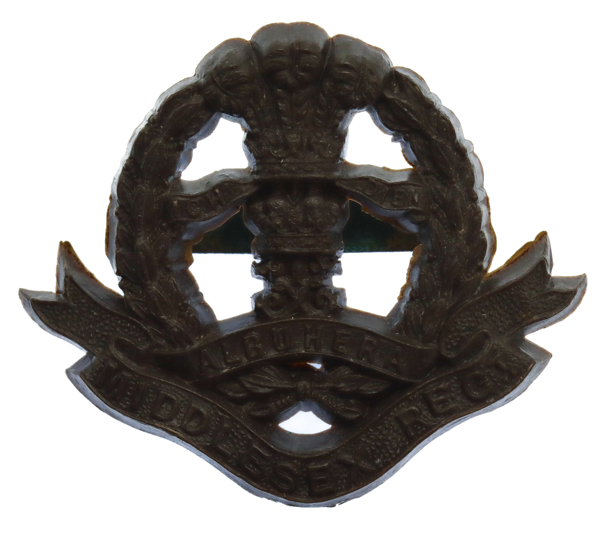 Middlesex Regiment WW2 Plastic Economy Cap Badge