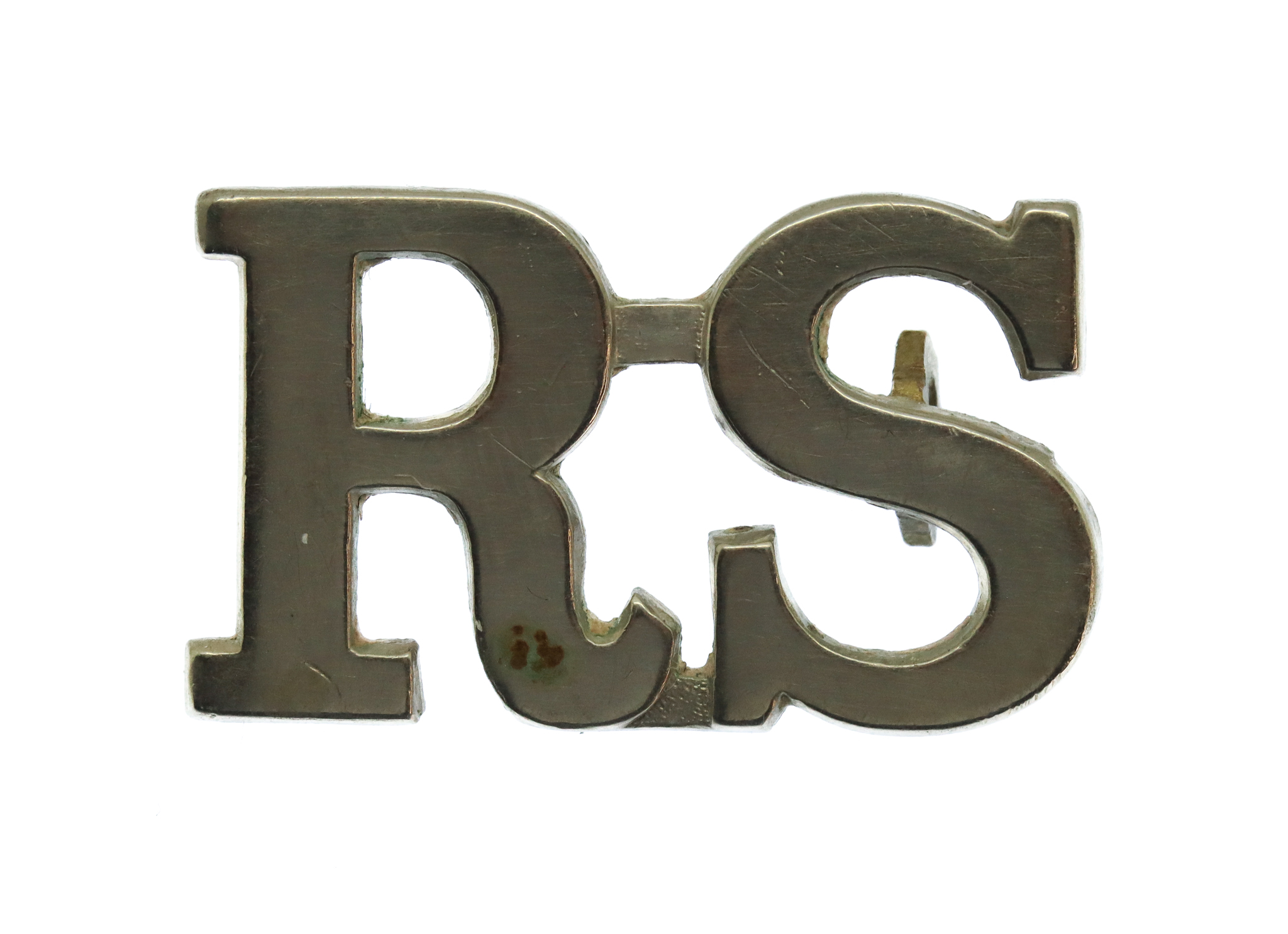 Royal Scots (R.S.) White Metal Shoulder Title